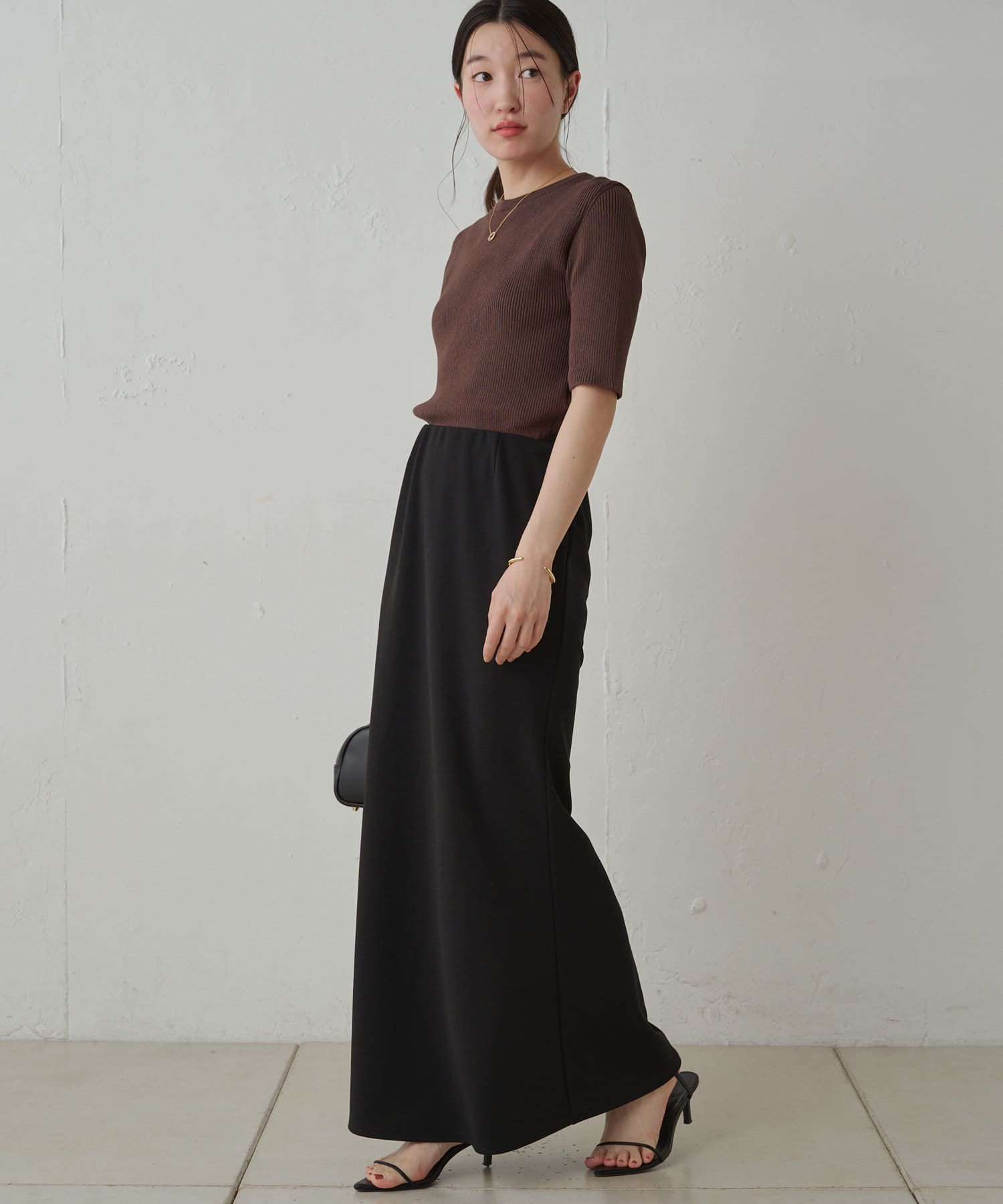 【Loungedress】リブハーフスリーブニット Loungedress】リブハーフスリーブニット | OUTLET(アウトレット