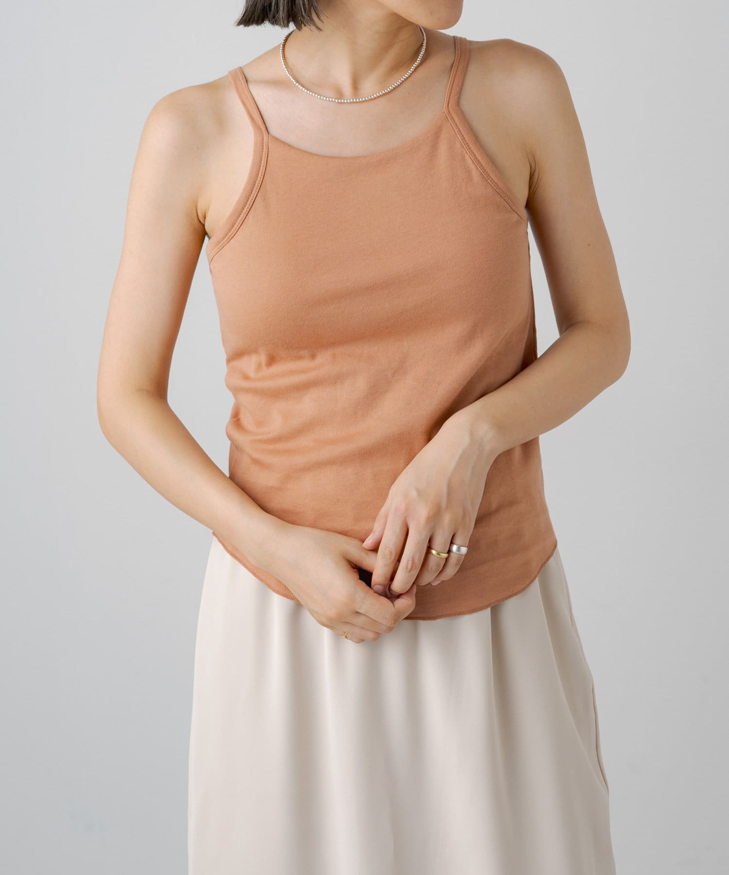 OUTLET(アウトレット) 【earthy_】【抗菌防臭】オーガニックコットンアメスリカップ付きキャミ