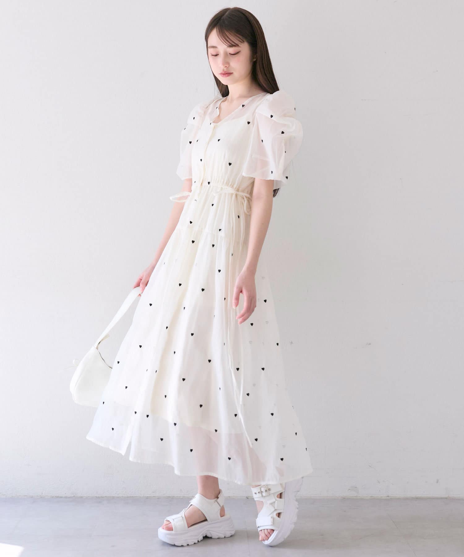 OLIVE des OLIVE ハート刺繍ワンピース すっきり見え◎/新色追加】ハート刺繍ワンピース | OLIVE des