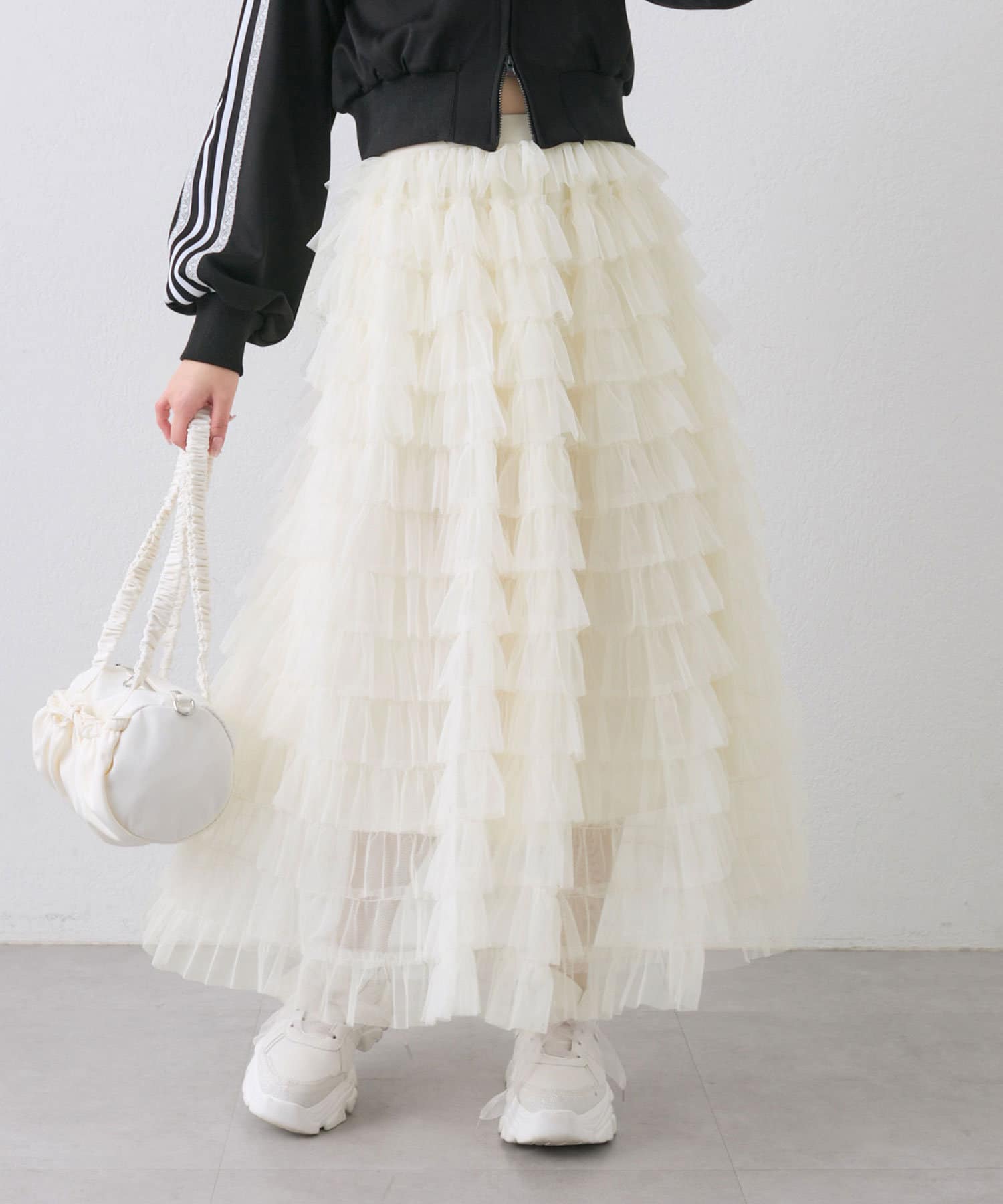 OLIVE des OLIVE(オリーブ デ オリーブ) メニーフリルチュールスカート