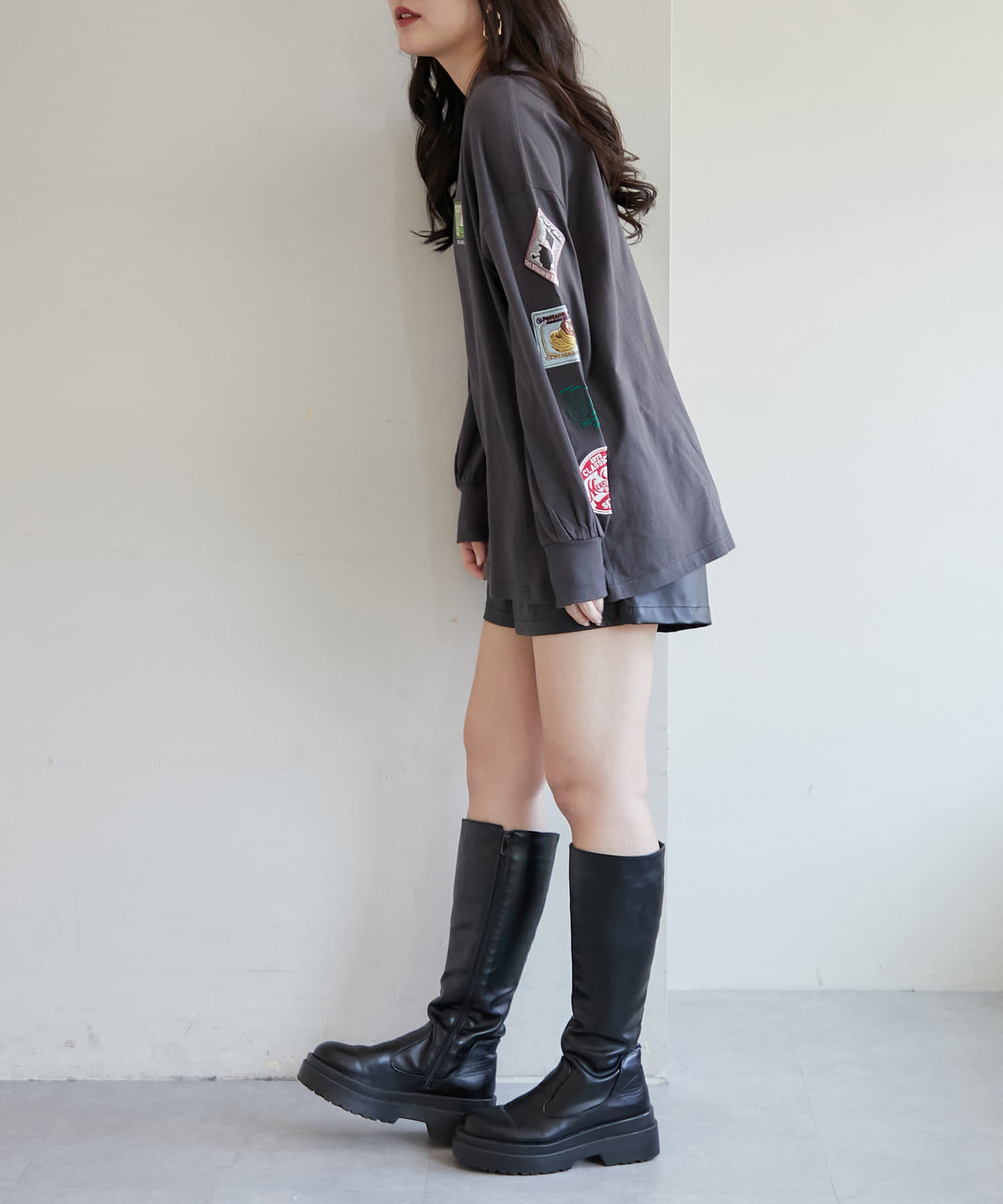 NICE CLAUP / OLIVE des OLIVE OUTLET(ナイスクラップ  / オリーブ デ オリーブ アウトレット) 【RMAF】【大人気リバイバル】ワッペンロンＴ