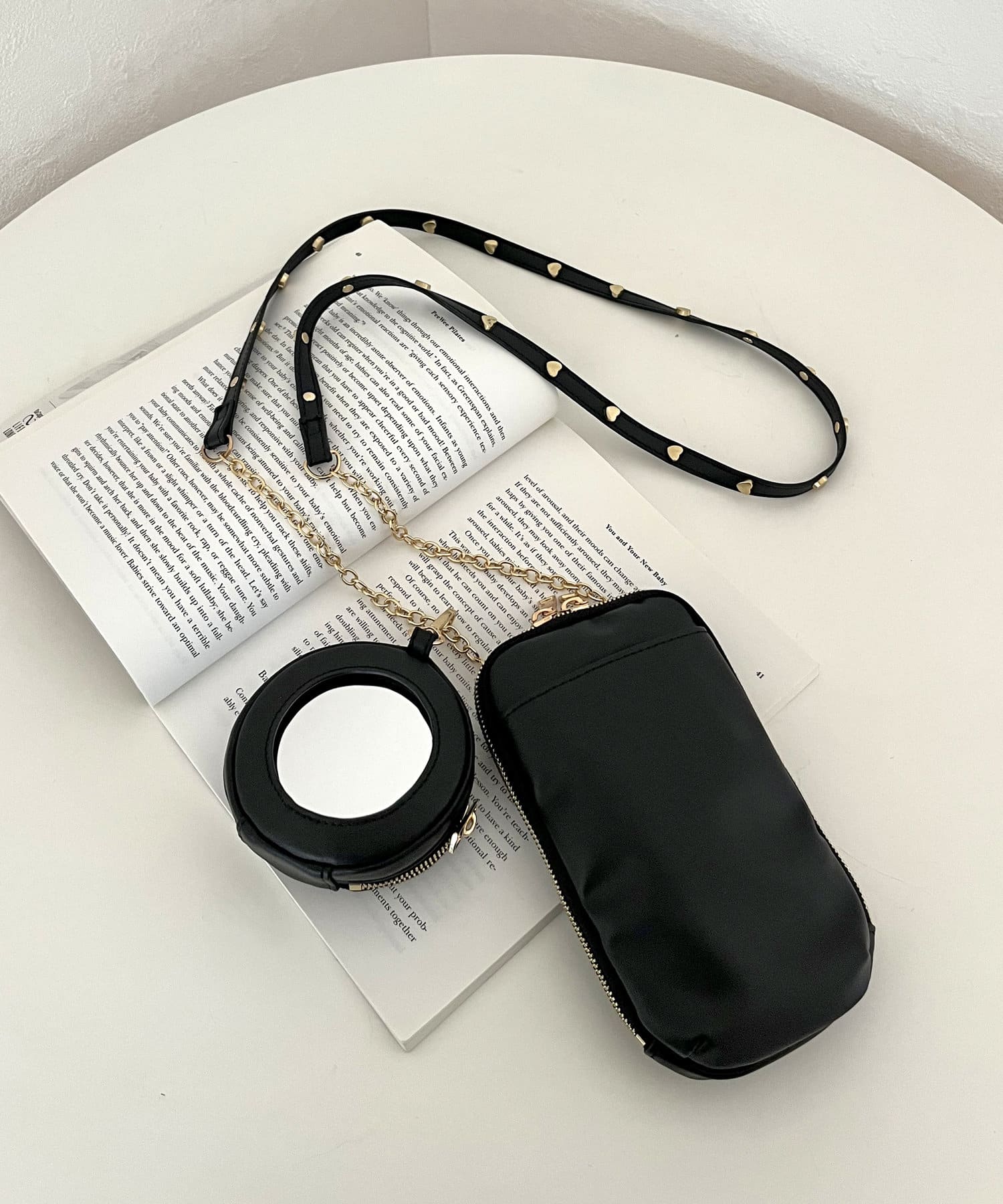 prose verse(プロズヴェール) ポーチ付ハートスタッズスマホショルダー