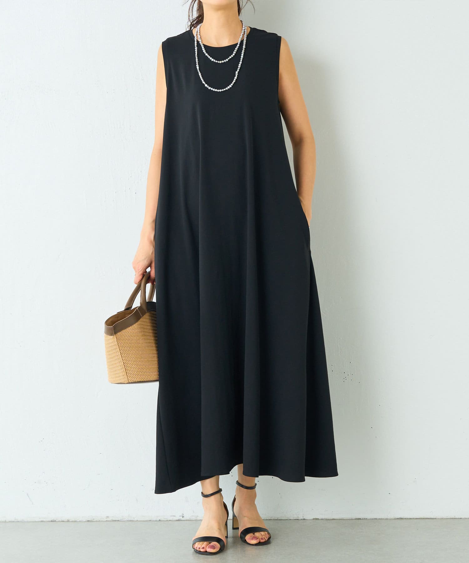 BEARDSLEY(ビアズリー) 《完売サイズ追加検討中》ストレッチジョーゼットフレアマキシワンピ