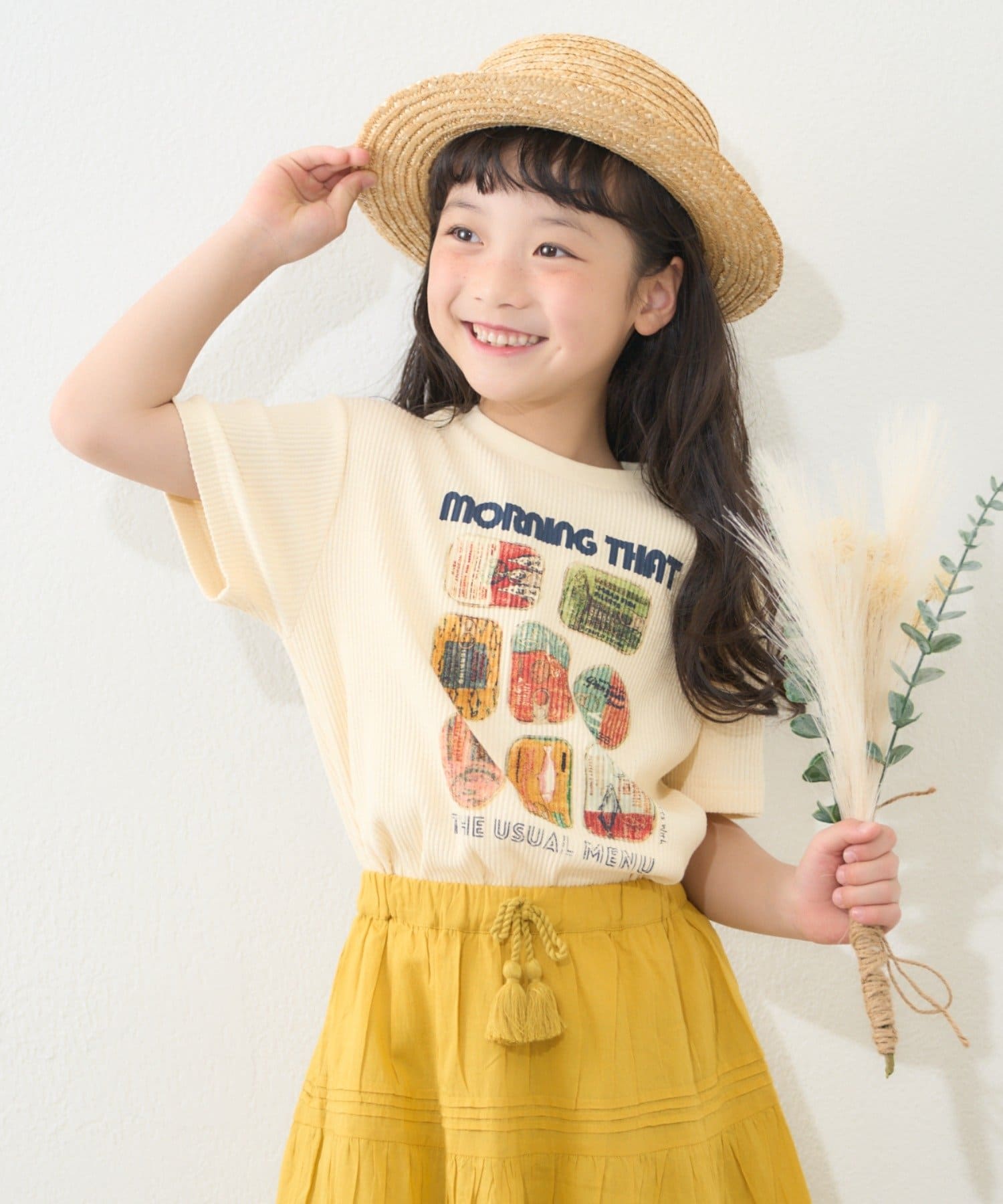 着るだけでお出かけが楽しくなる♩1枚は持っておきたい！おしゃれ見えリブTEE■デザイン春夏コーデにぴったりなプリントTEEが登場。伸縮性抜群のリブ素材で、動きやすさをプラスしました◎デザインが異なるア