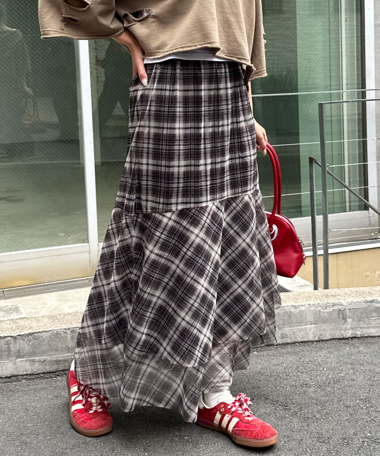 CIAOPANIC(チャオパニック) 【WEB限定】チェックチュールマーメイドスカート