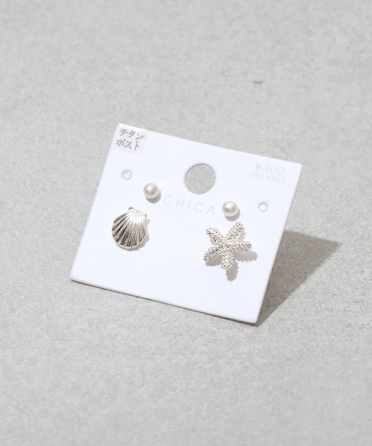 3COINS(スリーコインズ) シェルピアス4個セット