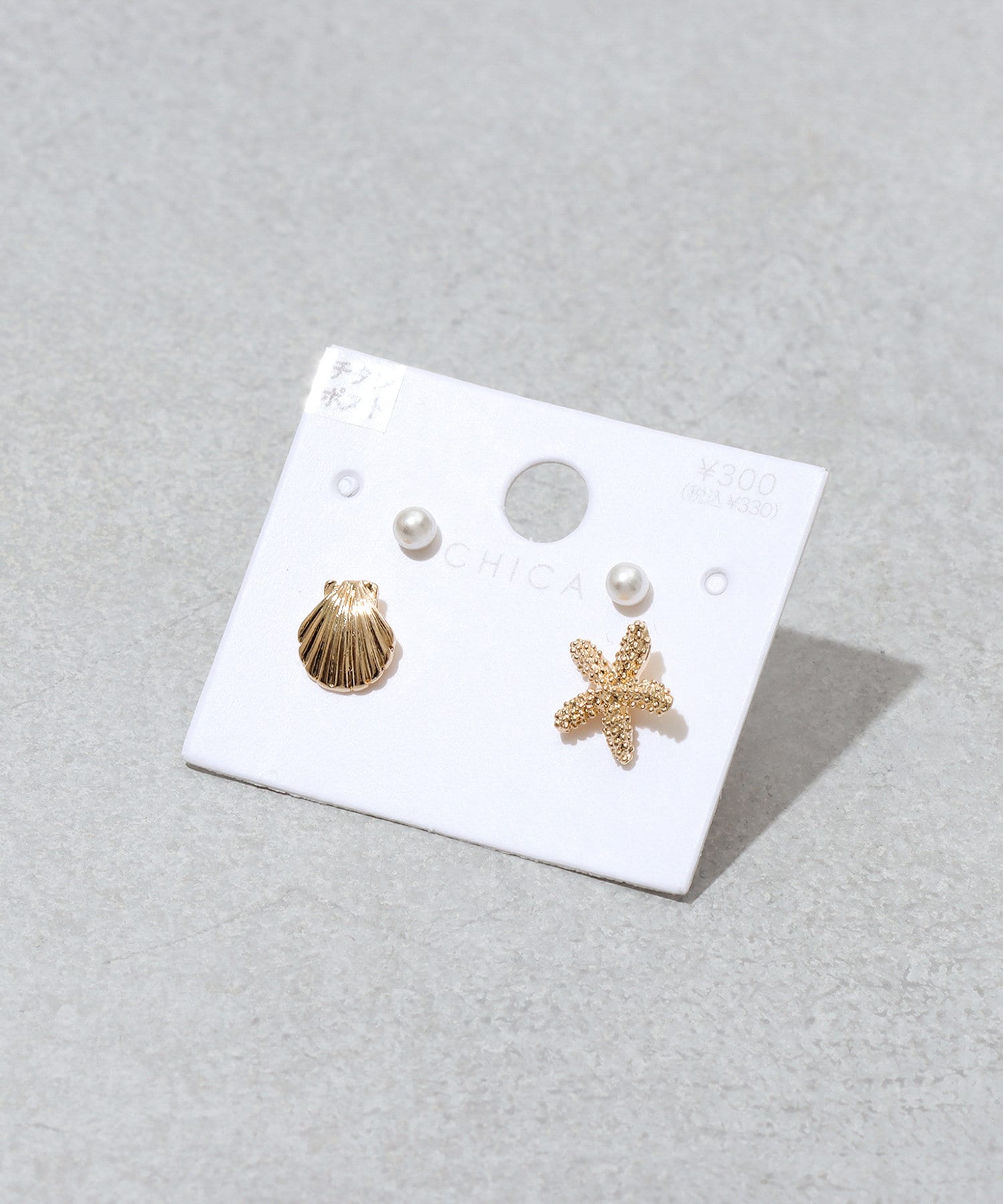3COINS(スリーコインズ) シェルピアス4個セット