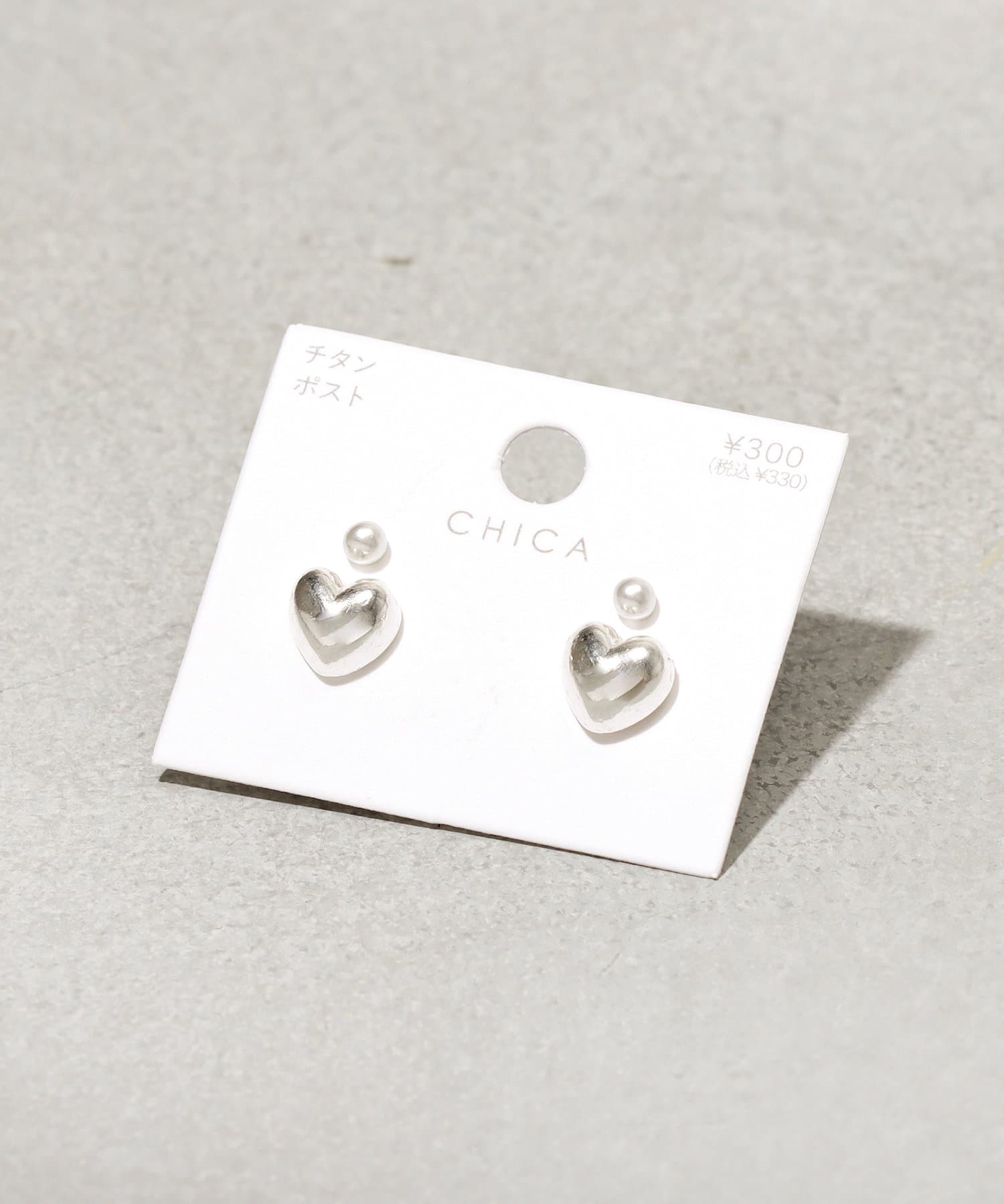 3COINS(スリーコインズ) メタルハートピアス4個セット