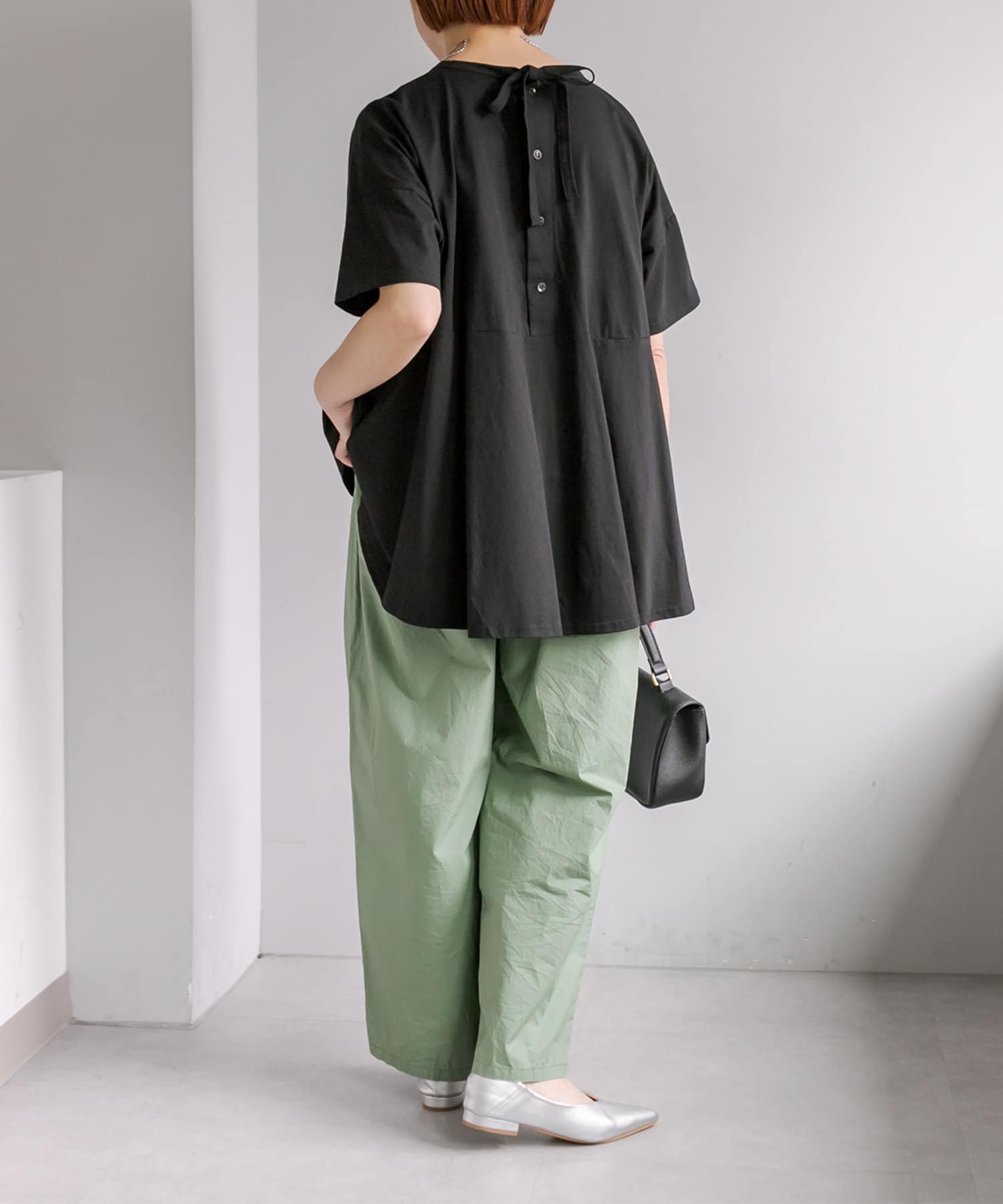 PUAL CE CIN(ピュアルセシン) 《リバイバル》【WEB限定/Du noir】バッグリボンペプラムTシャツ