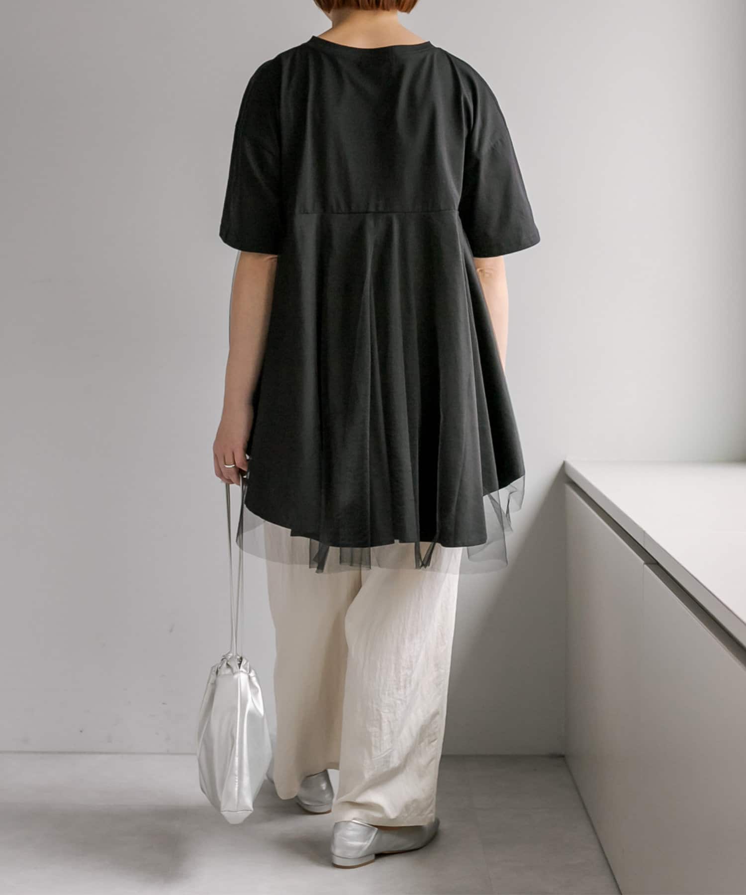 PUAL CE CIN(ピュアルセシン) 《リバイバル》【WEB限定/Du noir】チュールドッキングTシャツ
