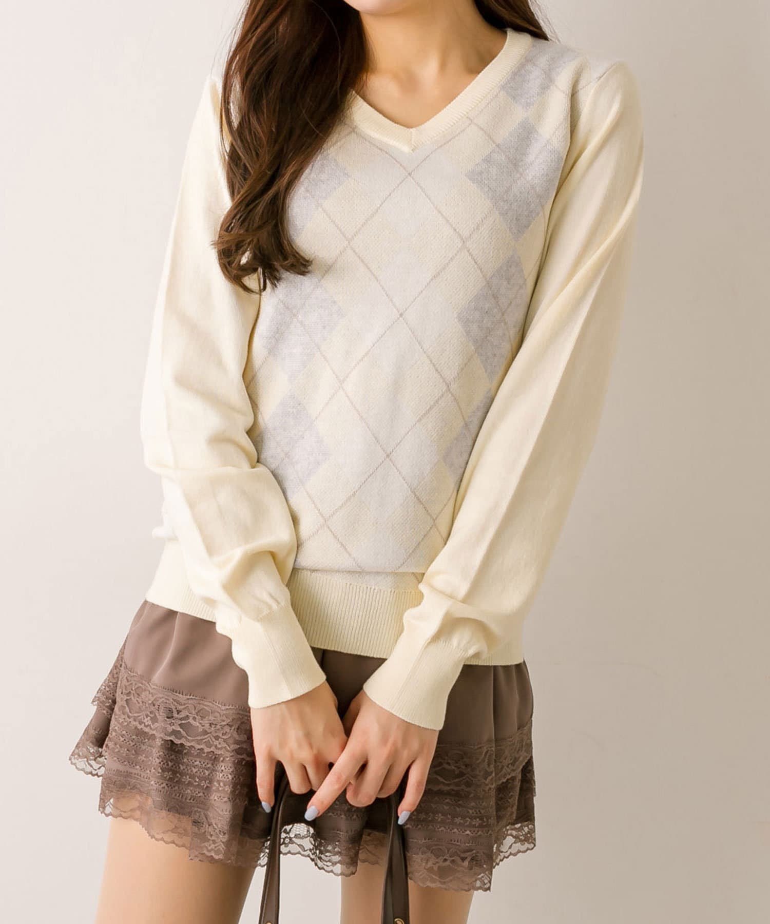 NICE CLAUP / OLIVE des OLIVE OUTLET(ナイスクラップ  / オリーブ デ オリーブ アウトレット) 【OLIVE des OLIVE】アーガイルニット