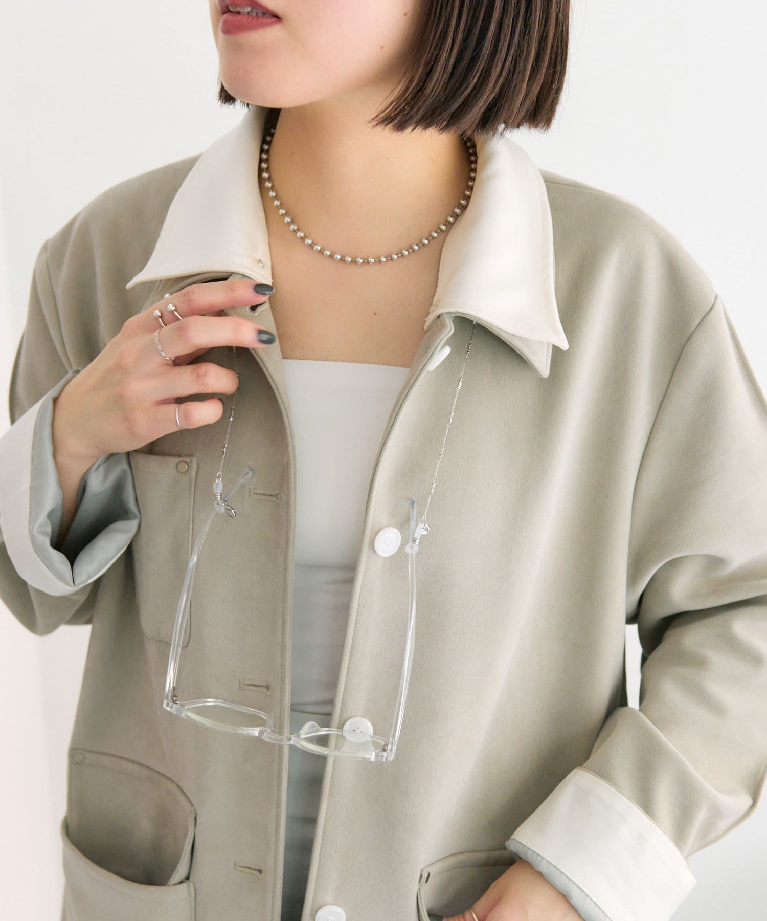 ear PAPILLONNER(イア パピヨネ) 《グラスコード付き》連ビーズDチェーンネックレス