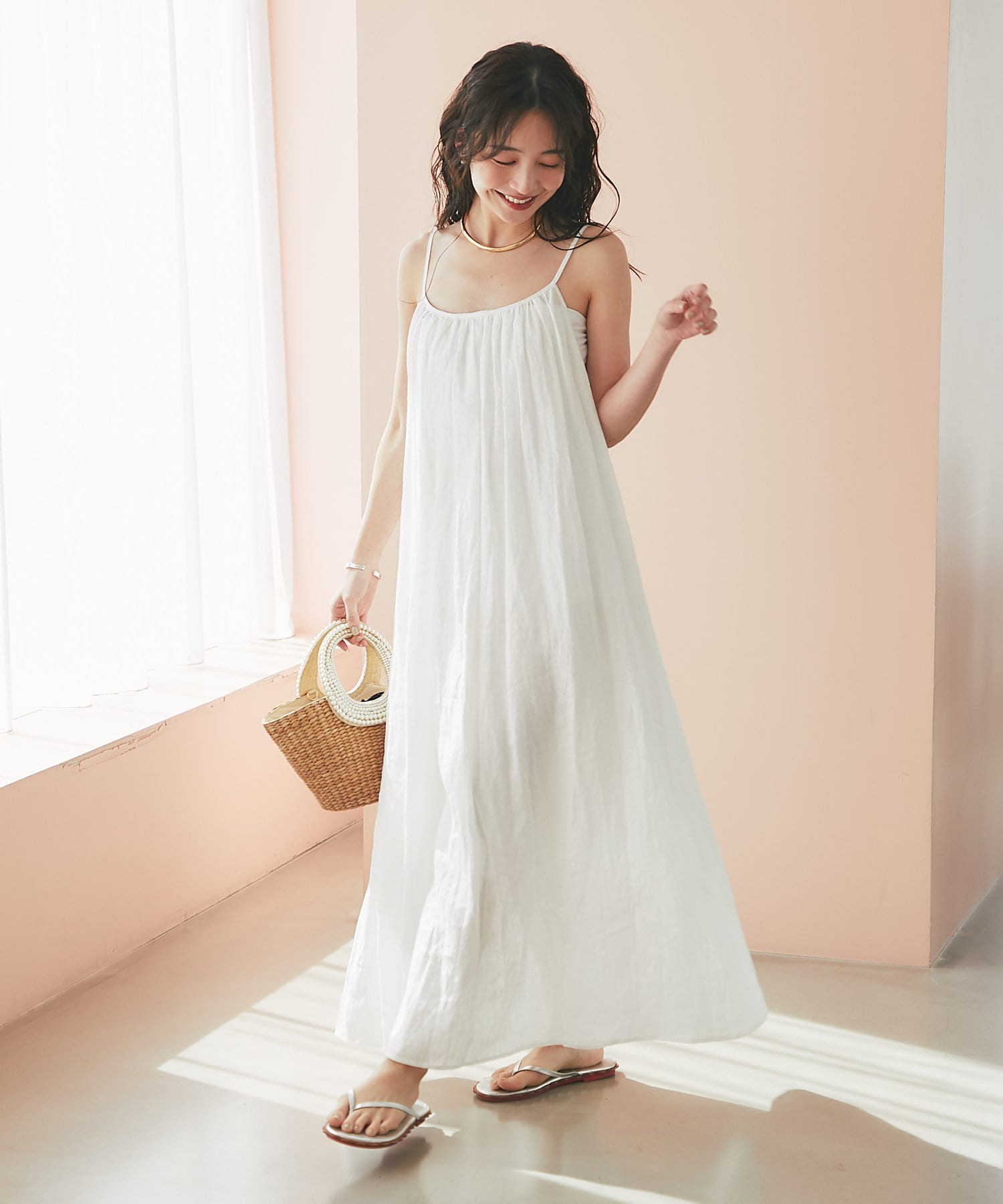 La boutique BonBon(ラブティックボンボン) 【大人カジュアル】リネンキャミワンピース