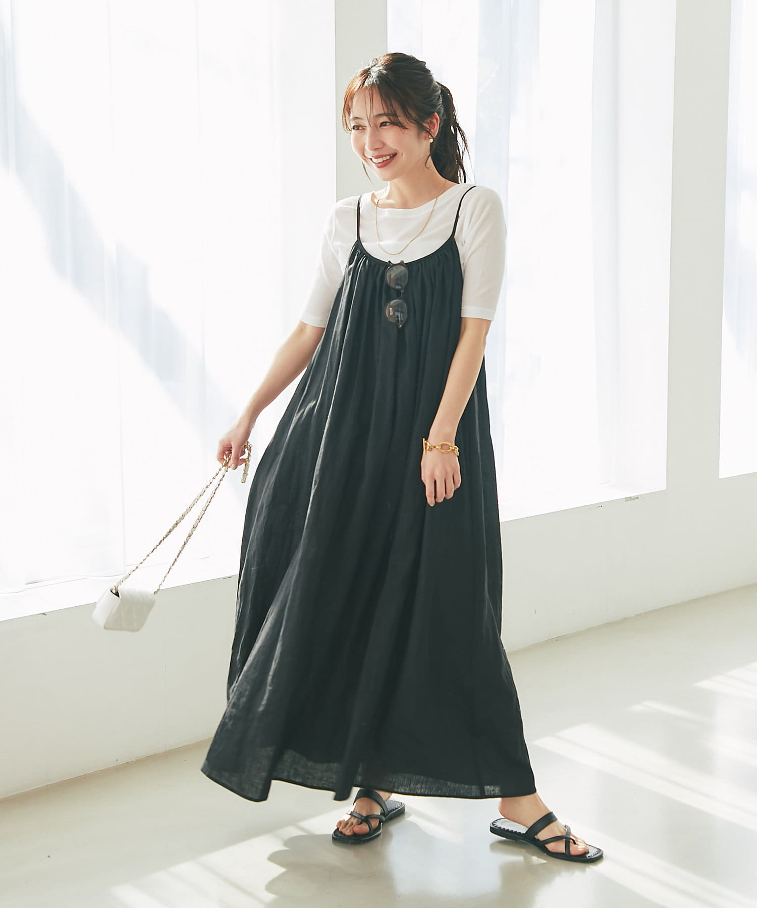 La boutique BonBon(ラブティックボンボン) 【大人カジュアル】リネンキャミワンピース