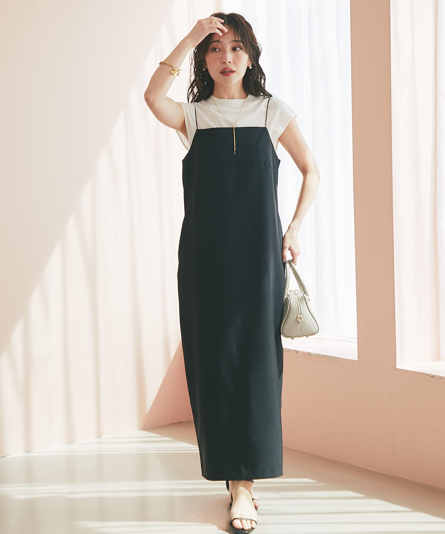 La boutique BonBon(ラブティックボンボン) 【低身長サイズあり・セットで便利】カットソーセットキャミワンピース