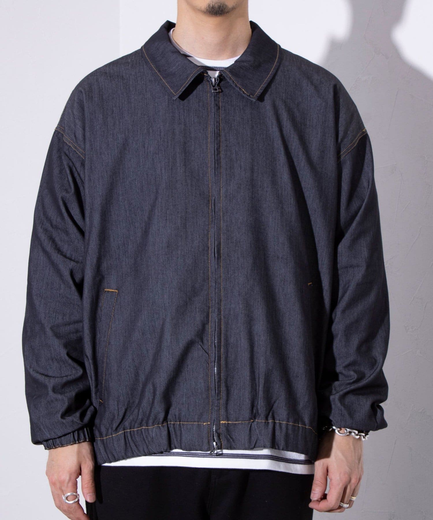 FREDY & GLOSTER(フレディ アンド グロスター) 【GLOSTER】メッシュ素材リラックスフィットデニムジップブルゾン/ジャケット