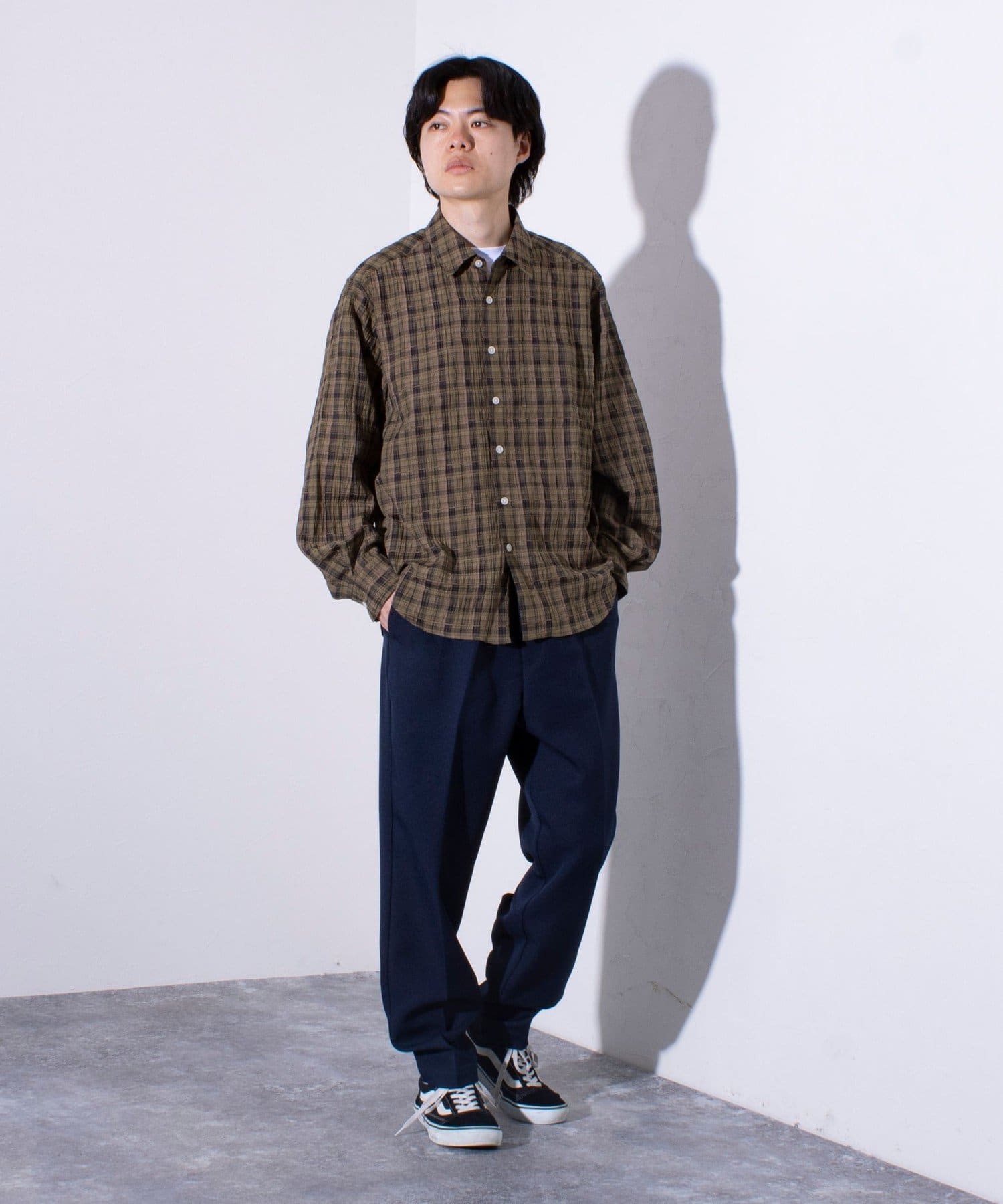 クロスチェック clear≪SS新作≫サイドドロストオフショルチェックシャツ[CL9017