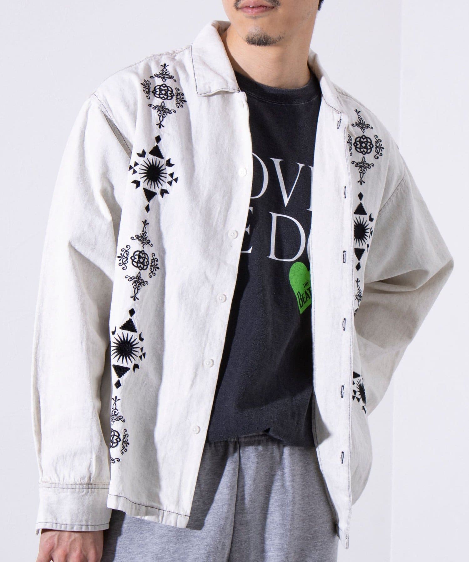 FREDY & GLOSTER(フレディ アンド グロスター) 【GLOSTER】6.5オンス デニム刺繍 ロングスリーブシャツ 長袖シャツ