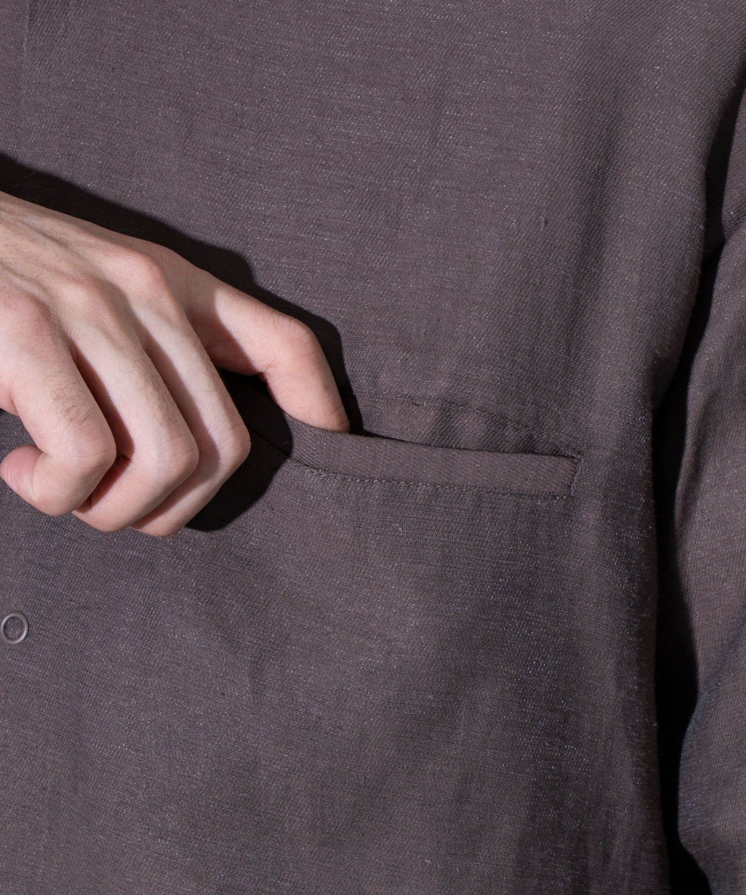 FREDY & GLOSTER(フレディ アンド グロスター) 【GLOSTER】リネン混 スナップ/ドットボタンシャツ レギュラーカラーシャツ