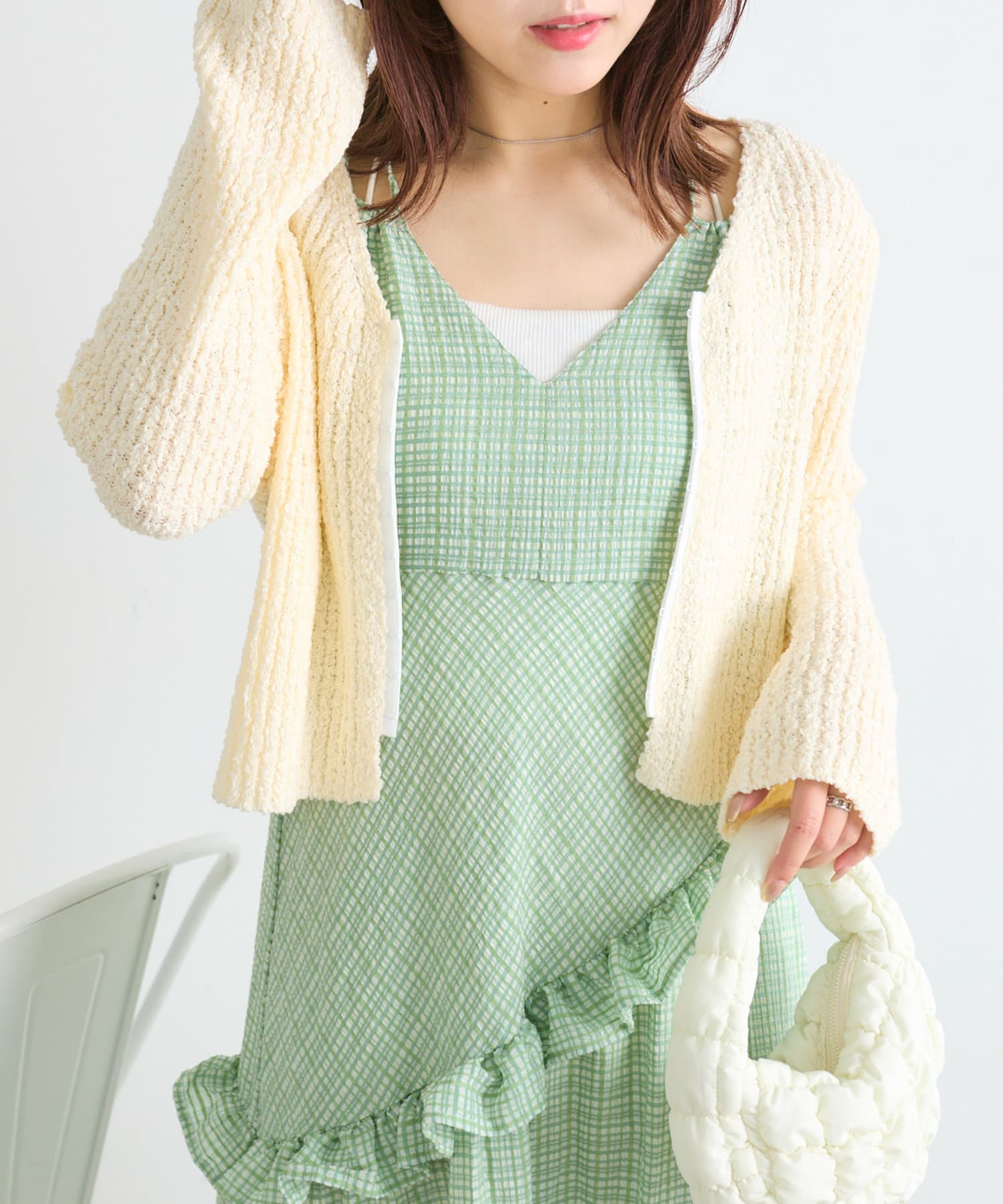 w closet(ダブルクローゼット) 【4色展開】スラブホックカーディガン
