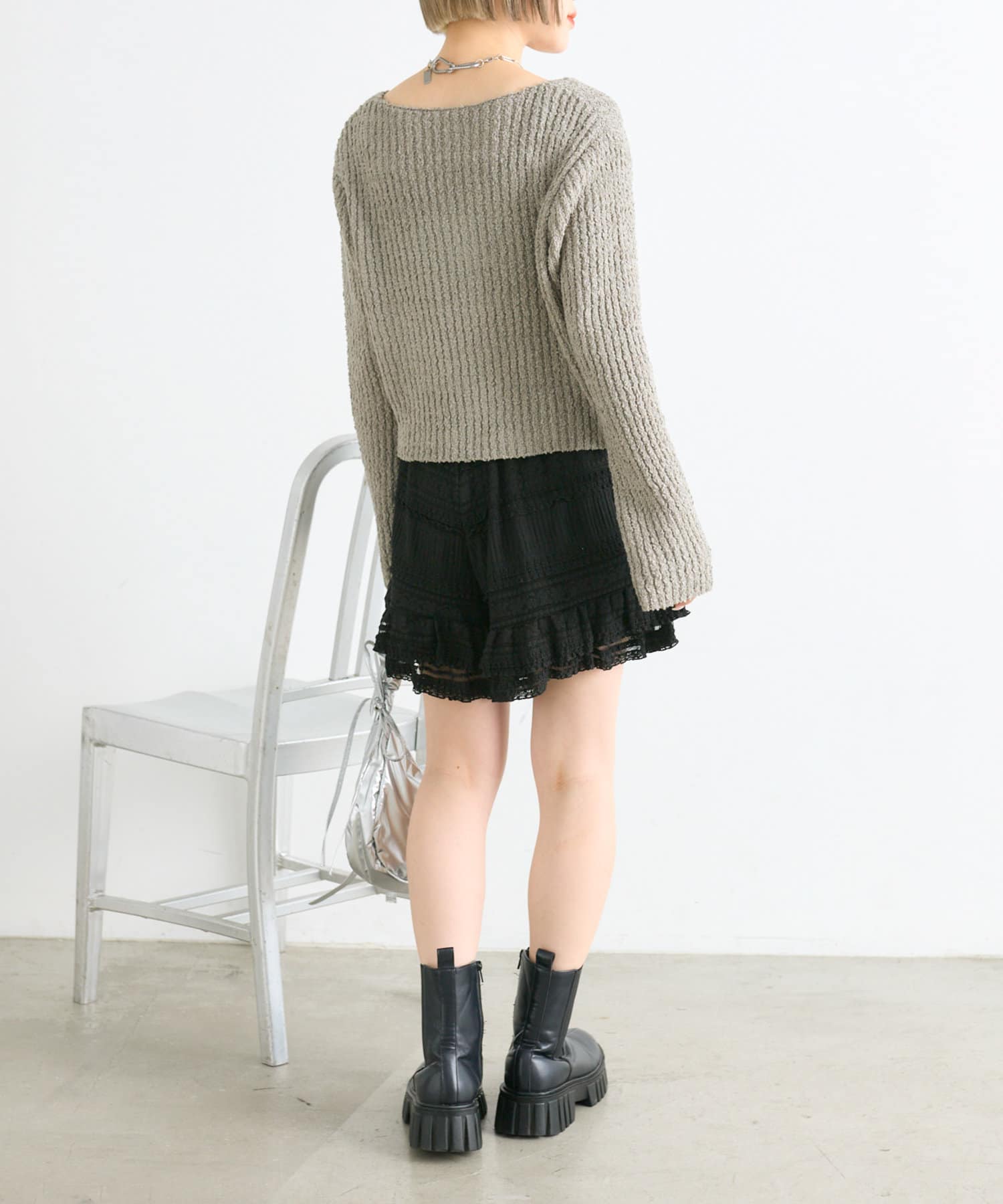 w closet(ダブルクローゼット) 【4色展開】スラブホックカーディガン