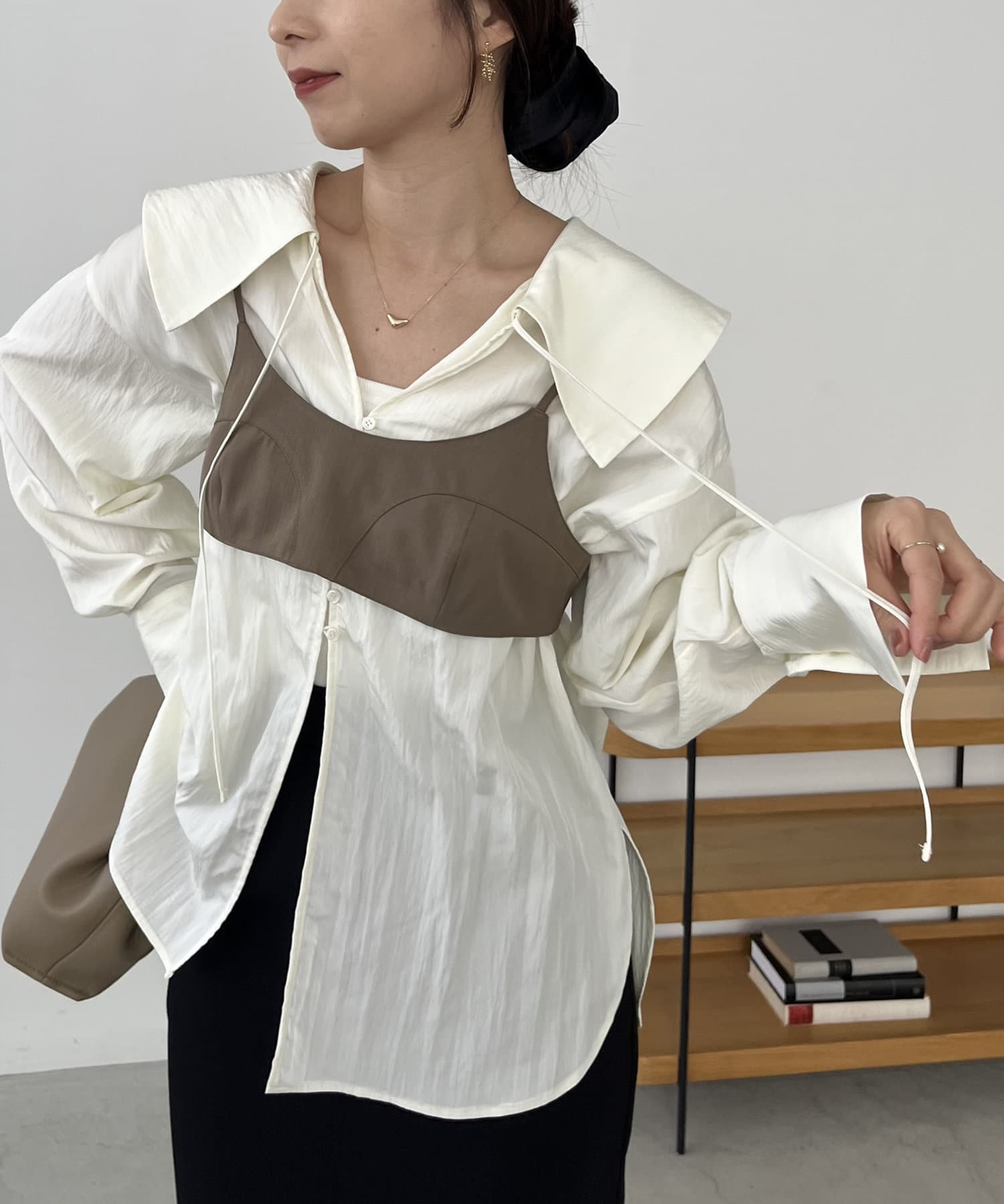 CAPRICIEUX LE'MAGE ペプラムトップスフレアデザイン ビスチェ セール】【C.L】【セットアップ対応】ペプラムトップス（シャツ