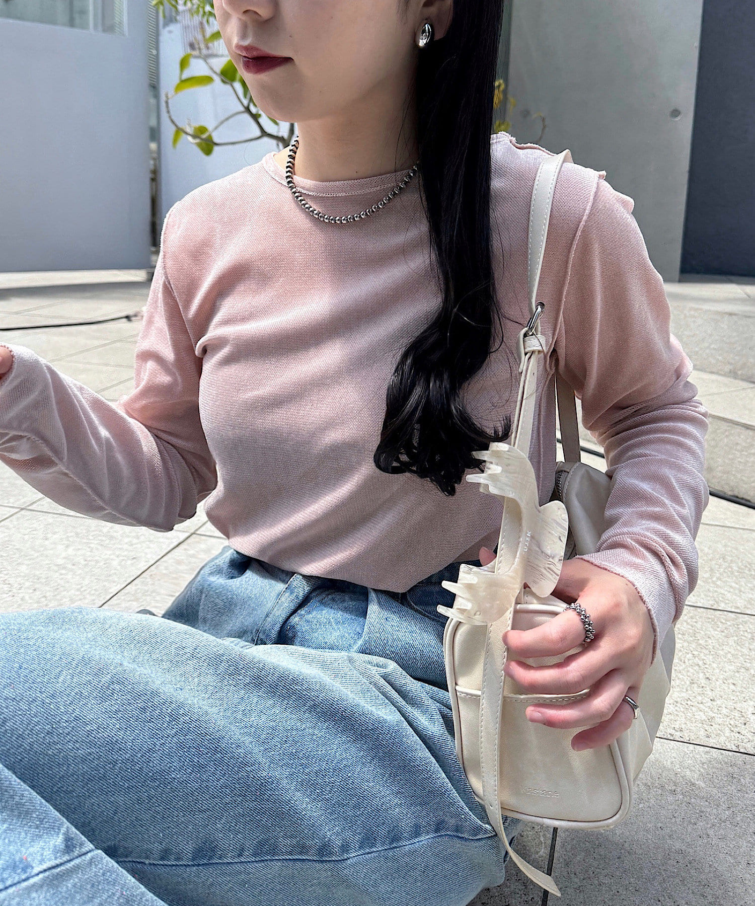 Kastane(カスタネ) リボン開きチュールTEE