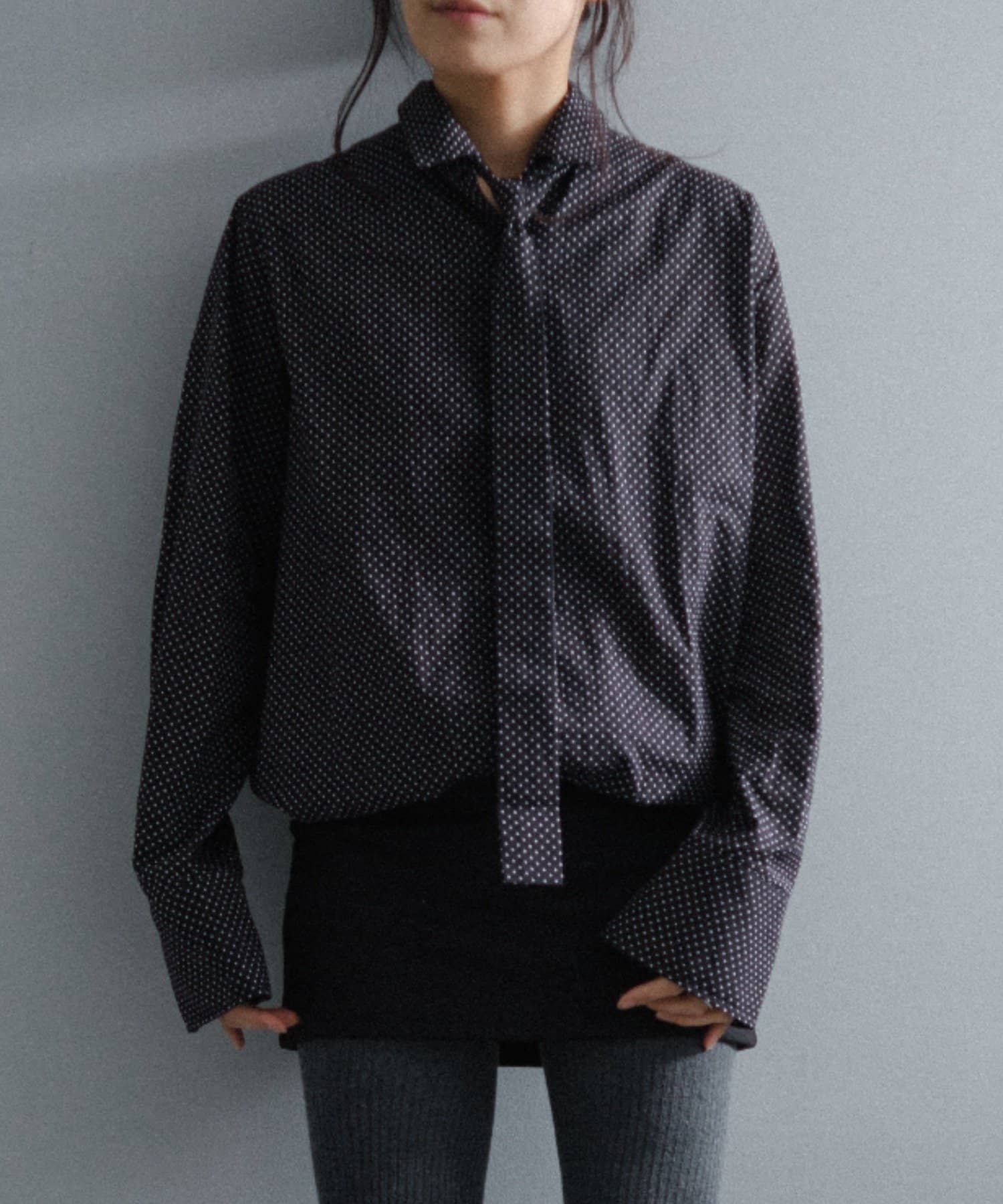 Pasterip(パセリ) レディース Patterned tie shirt-dot ブラック