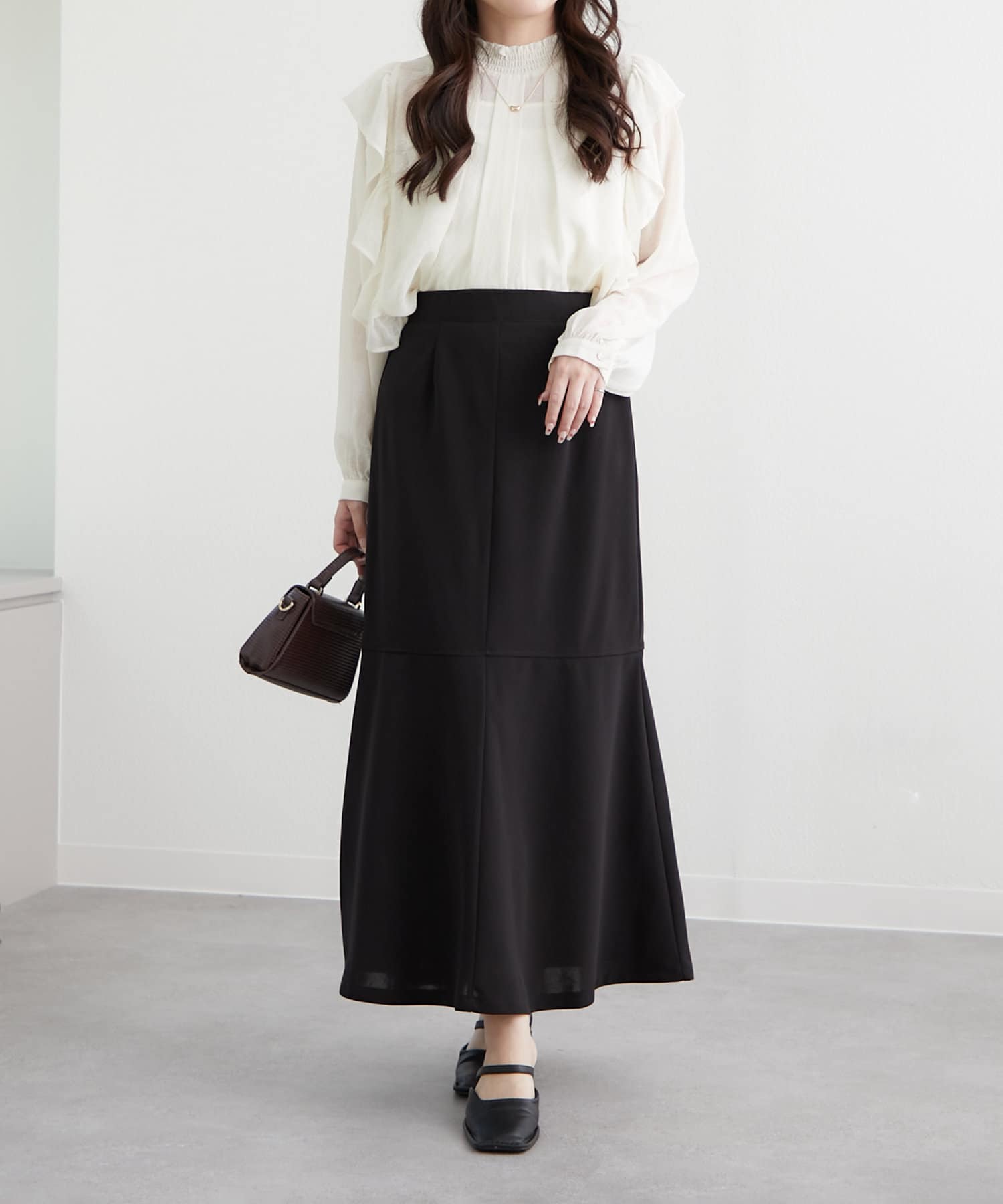 NICE CLAUP / OLIVE des OLIVE OUTLET(ナイスクラップ  / オリーブ デ オリーブ アウトレット) 【大人フェミニン】ジョーゼットポンチマーメイドスカート