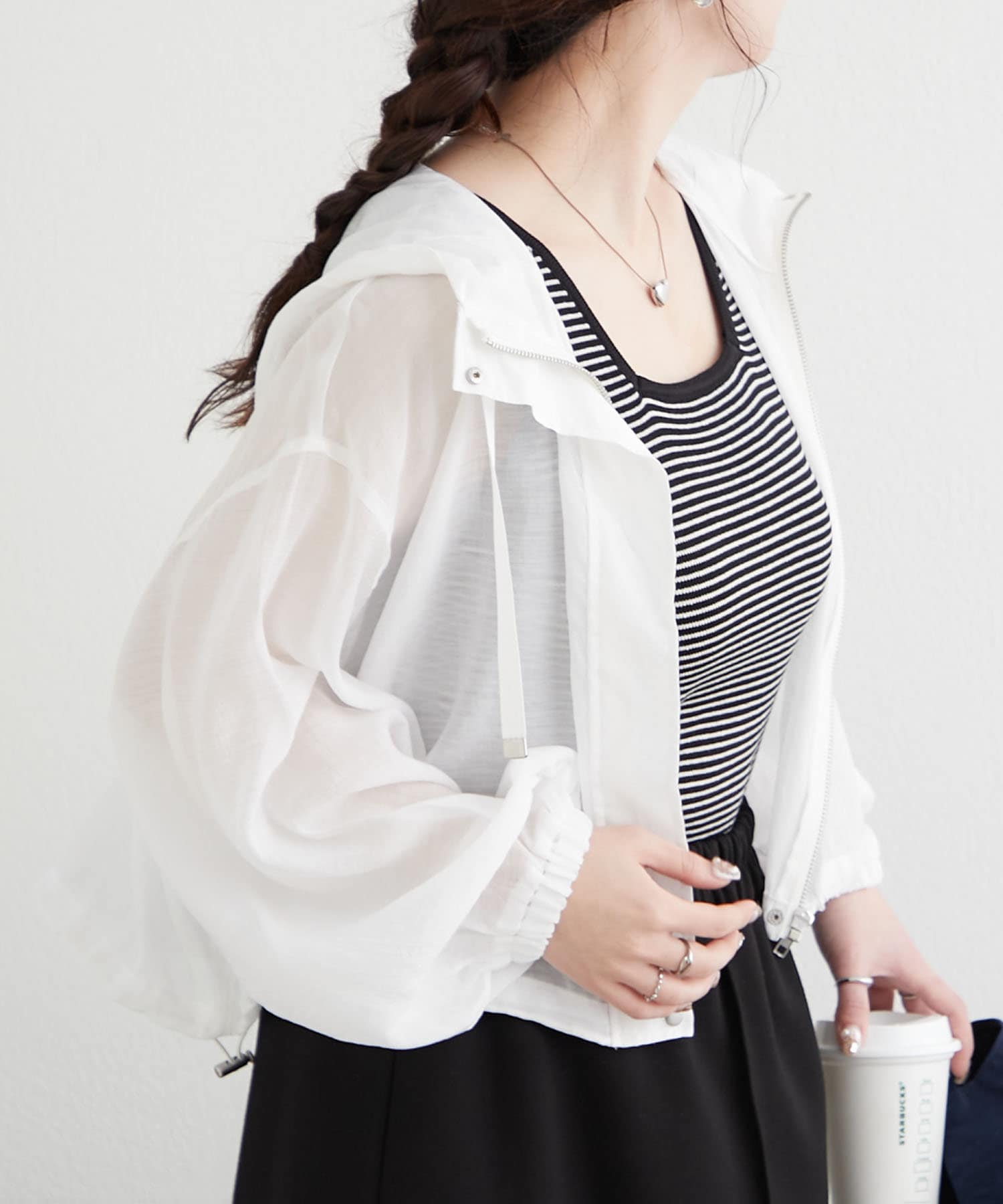 Remind me and forever(リマインドミーアンドフォーエバー) 【さっと羽織れる軽量アウター】配色ステッチシアーマンパ