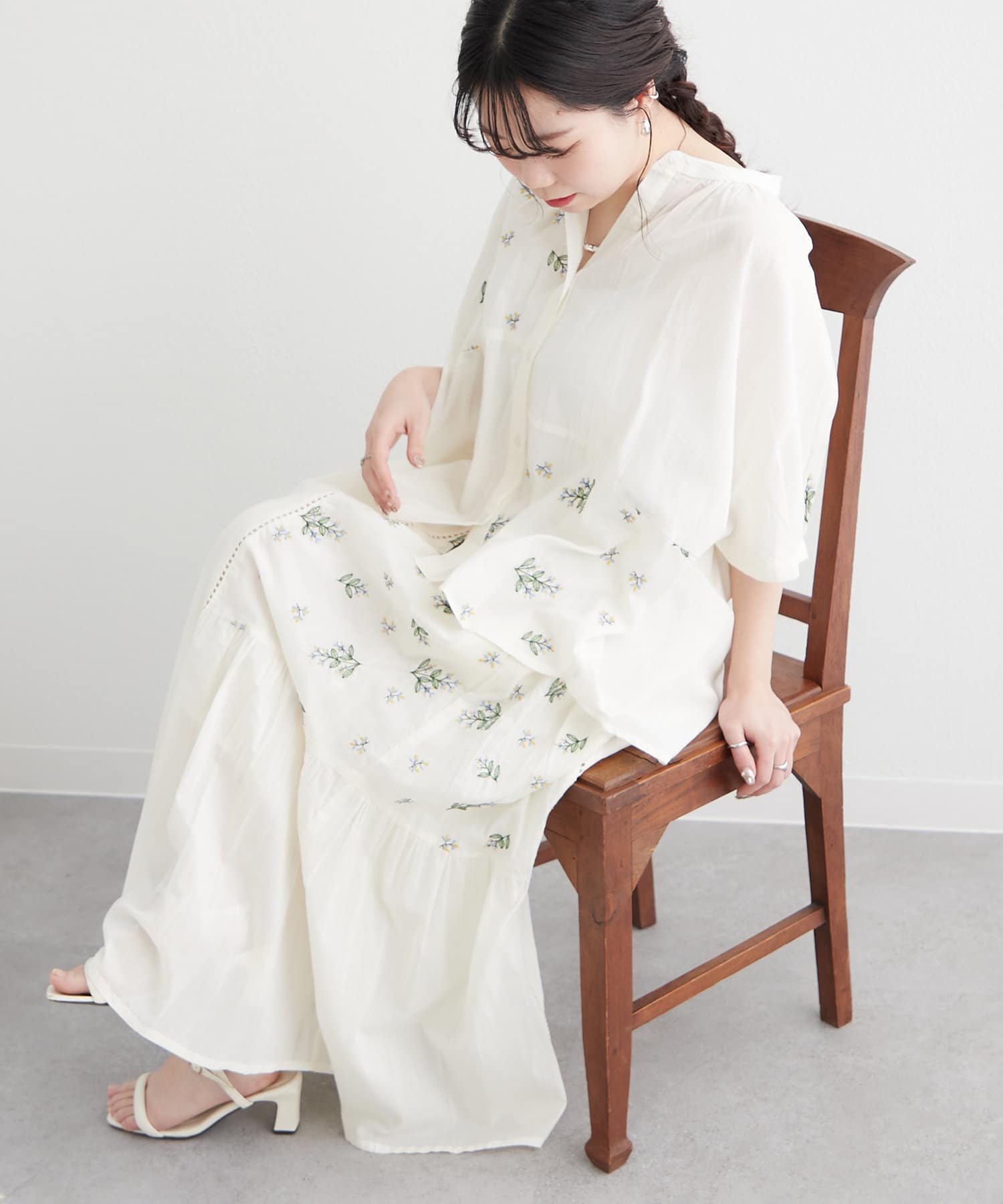 FRORENT フローレント　未使用品　ミモザ柄　リネン　ブラウス　定価2.8万 AMBIDEX Store ○〇Monet uneven blouse(F アオ): l'atelier du