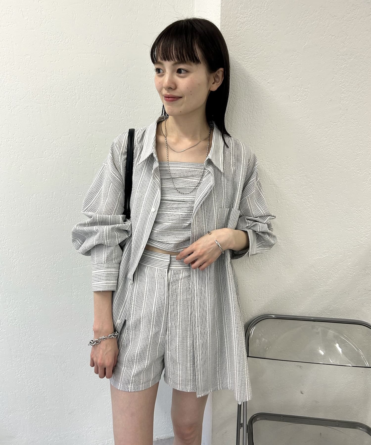 mystic(ミスティック) ストライプショートパンツ