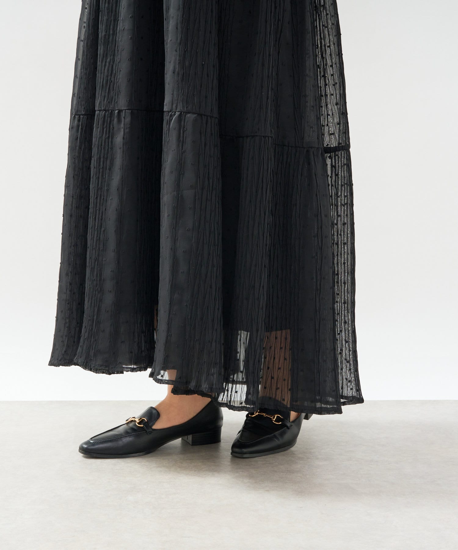 un dix cors(アンディコール) 《主役級アイテム》ニット切替プリーツジャガードドットワンピース