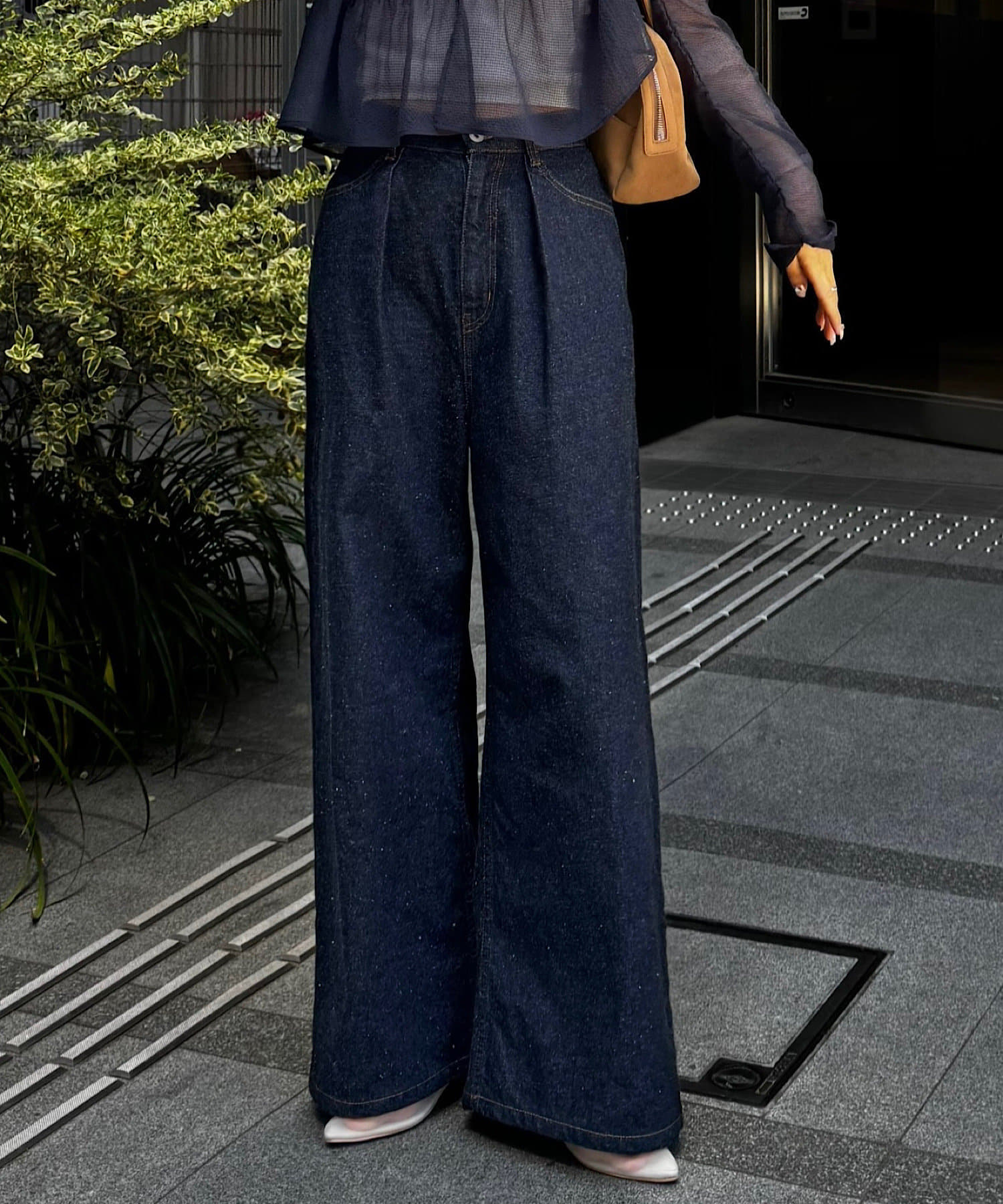 Kastane(カスタネ) 【低身長サイズ/2サイズ展開】スーパーワイドネップデニムパンツ