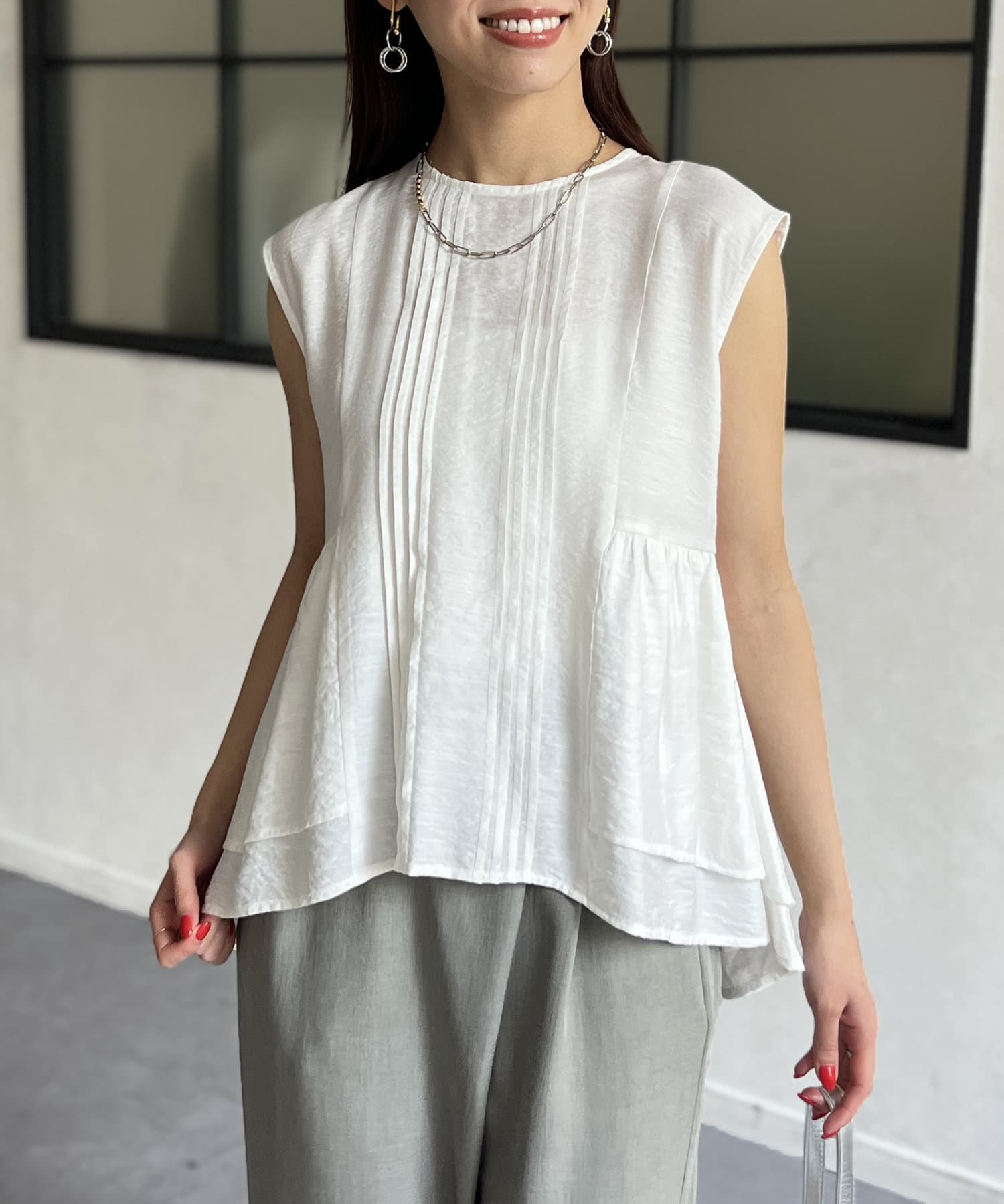 ビッグペプラムブラウス　【新品】 ピンタックペプラムブラウス | Chez toi(シェトワ)レディース