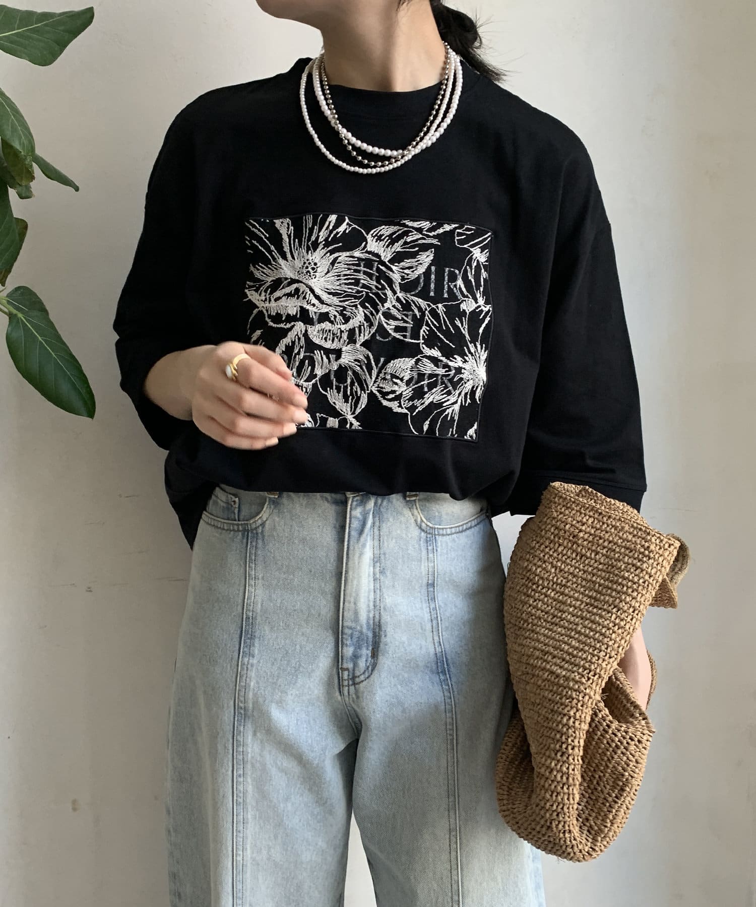 DOUDOU(ドゥドゥ) 【WEB限定】ロゴレース刺繍TEE