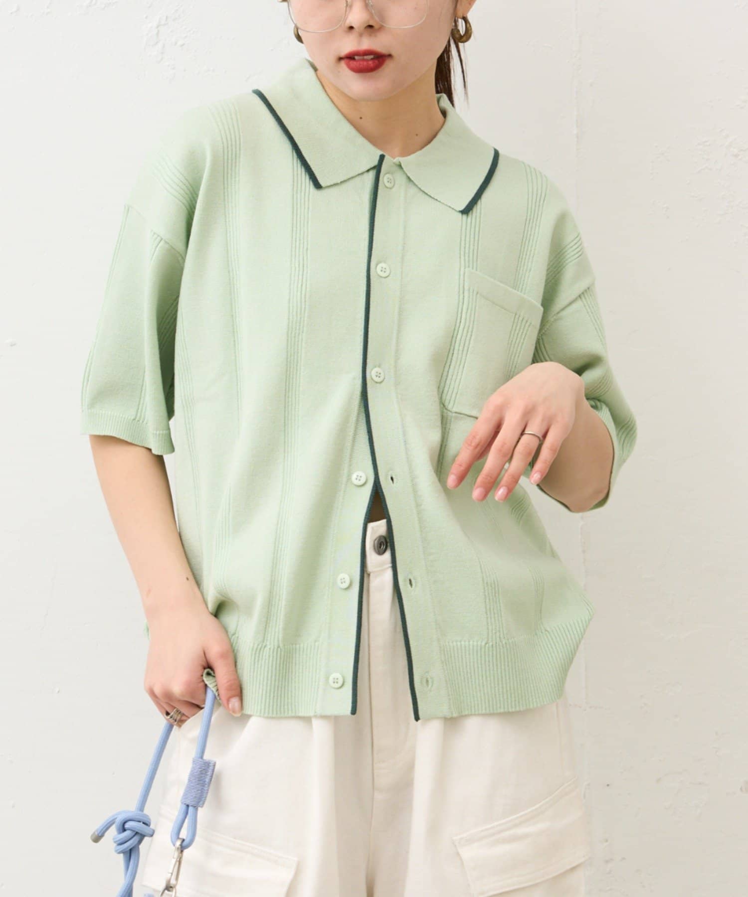 CIAOPANIC TYPY(チャオパニックティピー) 【UNISEX】ストライプサマーニットカーディガン
