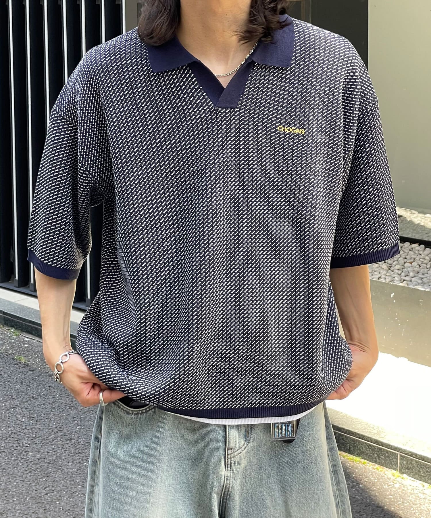 バーズアイ ニットポロ XL ネイビー ホワイト 90s ビンテージ イタリア製 バーズアイサマーニットポロシャツ | CIAOPANIC(チャオパニック