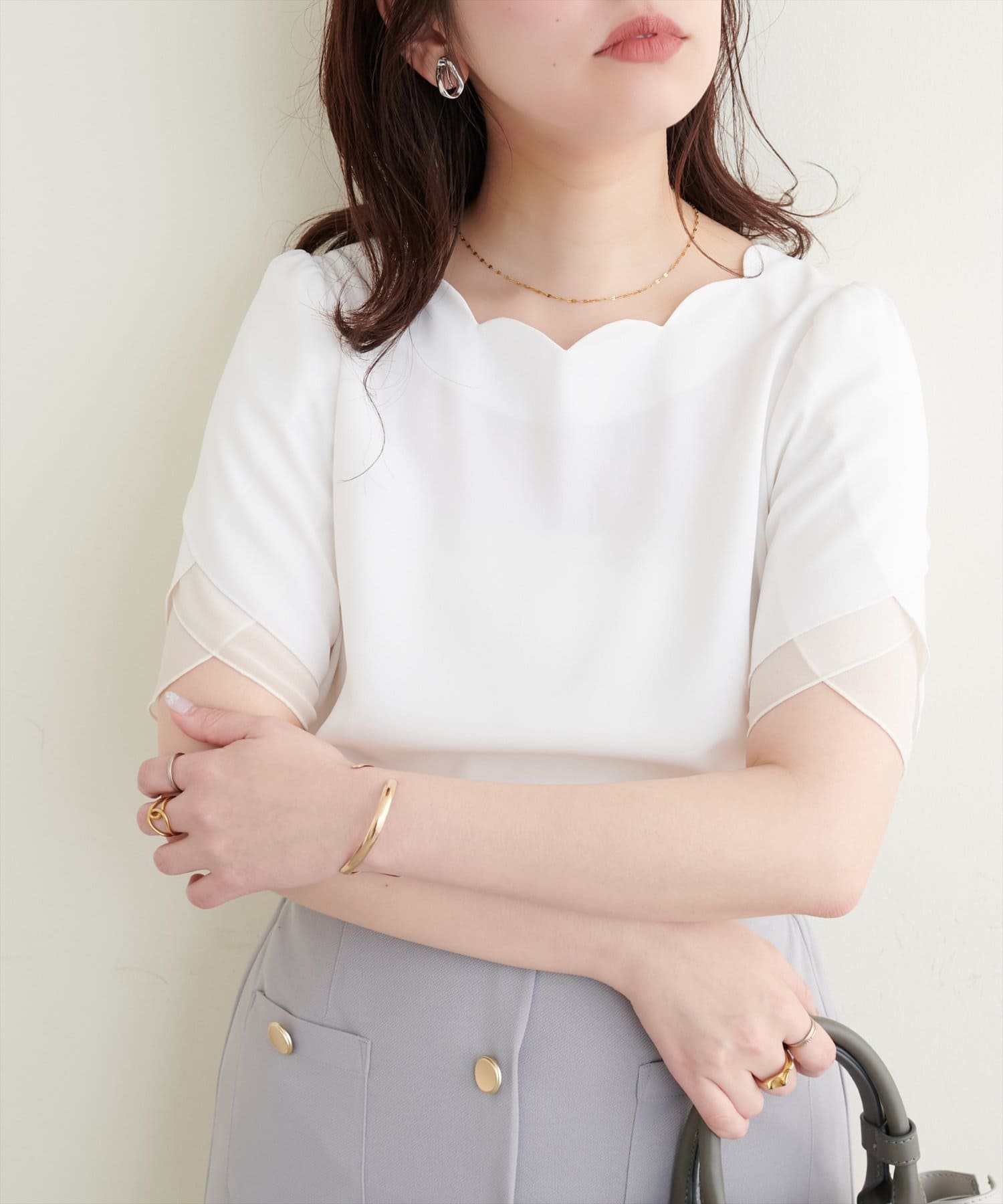 チューリップページ natural couture｜チューリップスリーブスカラップネック