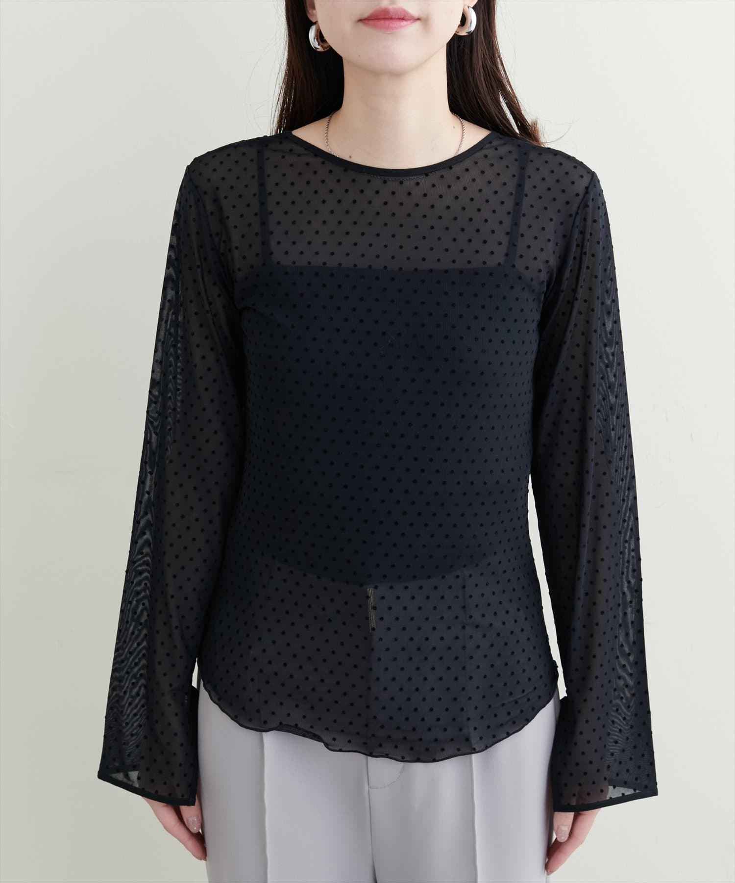 natural couture(ナチュラルクチュール) 【WEB限定】ドットプリントパイピング２WAYプルオーバー