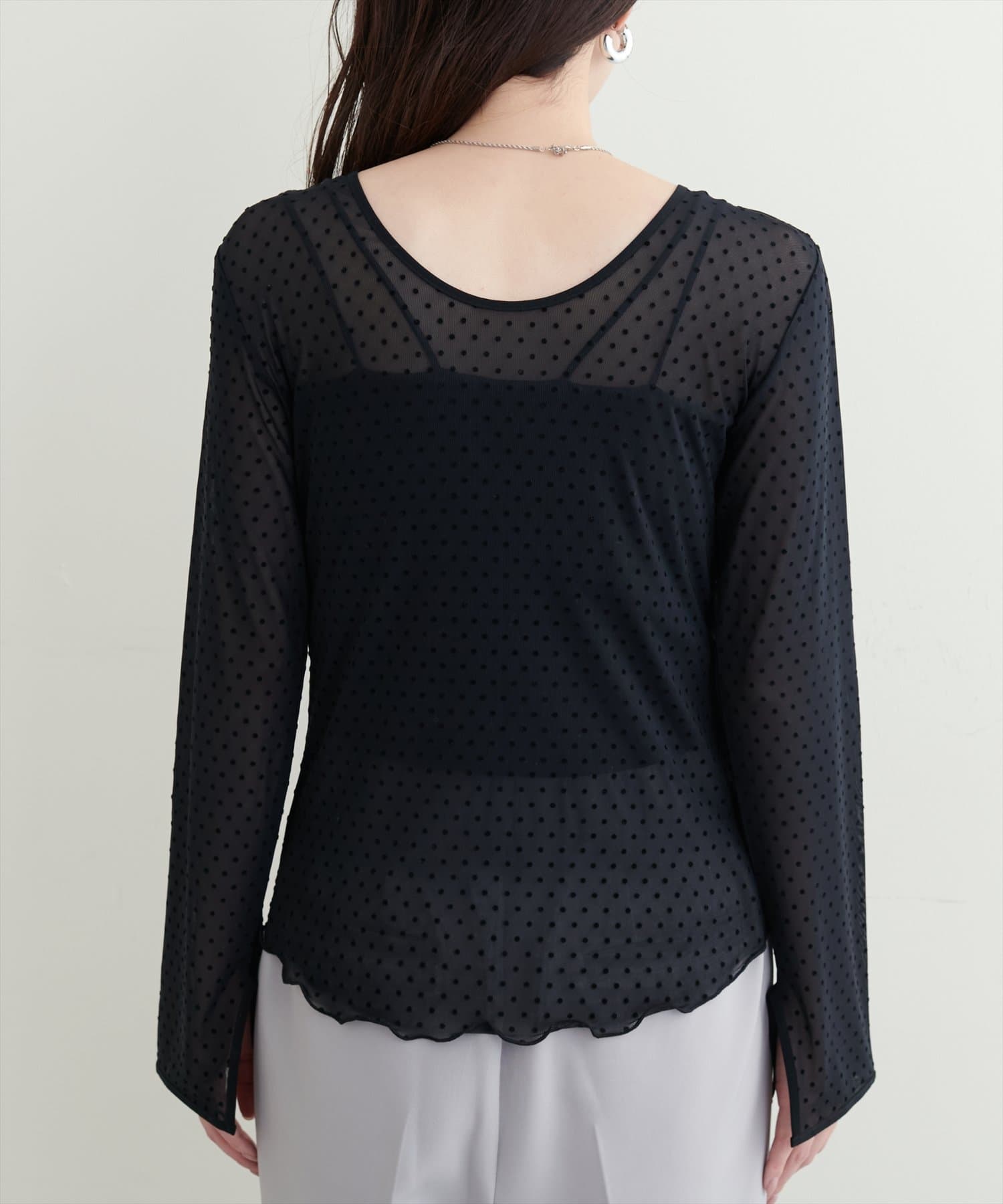 natural couture(ナチュラルクチュール) 【WEB限定】ドットプリントパイピング２WAYプルオーバー