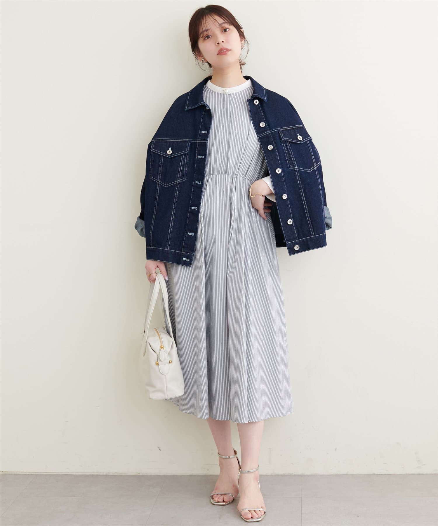 natural couture(ナチュラルクチュール) パール釦シャツワンピース