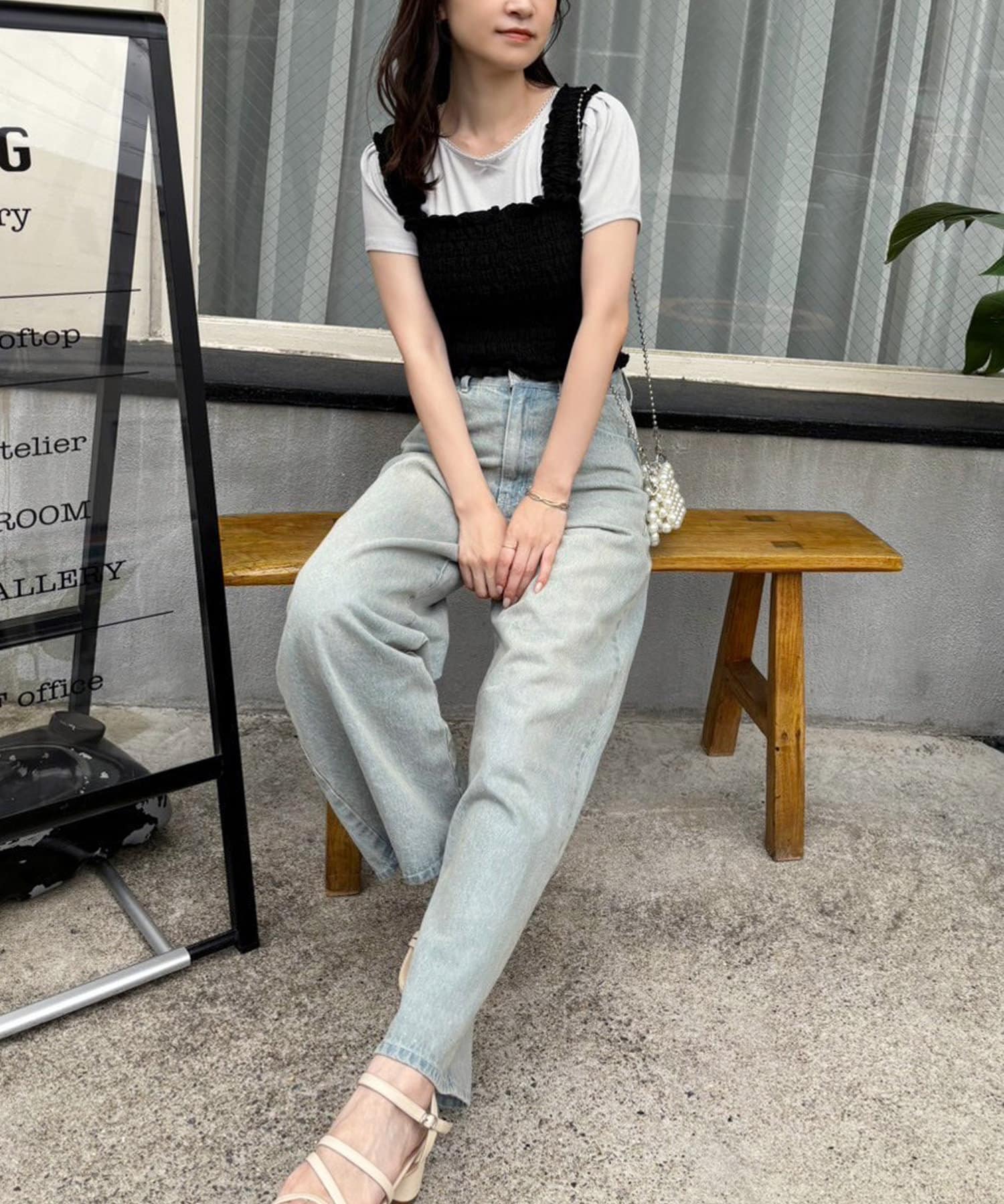 NICE CLAUP / OLIVE des OLIVE OUTLET(ナイスクラップ  / オリーブ デ オリーブ アウトレット) 【one after another】パターンメッシュＴ