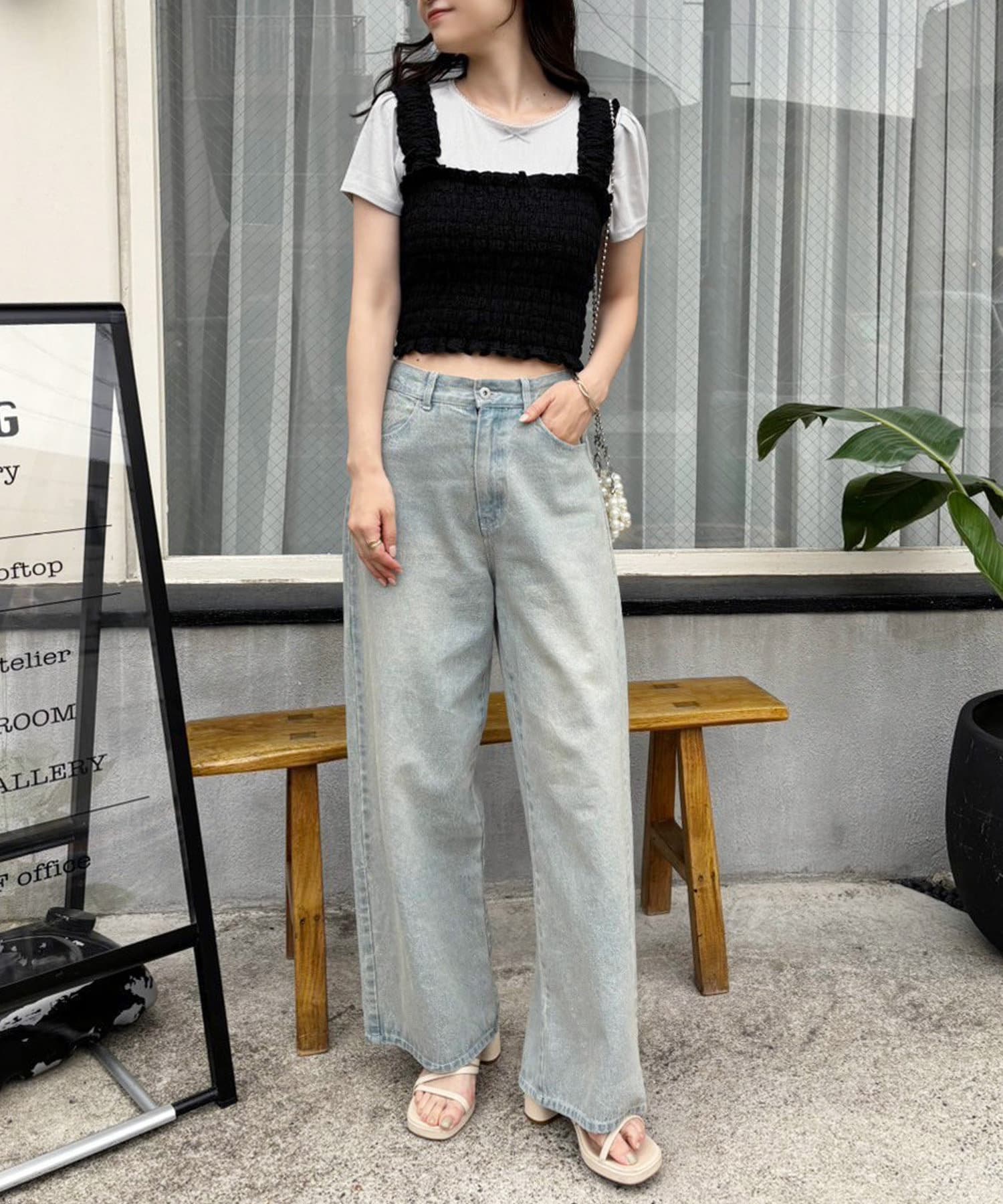 NICE CLAUP / OLIVE des OLIVE OUTLET(ナイスクラップ  / オリーブ デ オリーブ アウトレット) 【one after another】パターンメッシュＴ