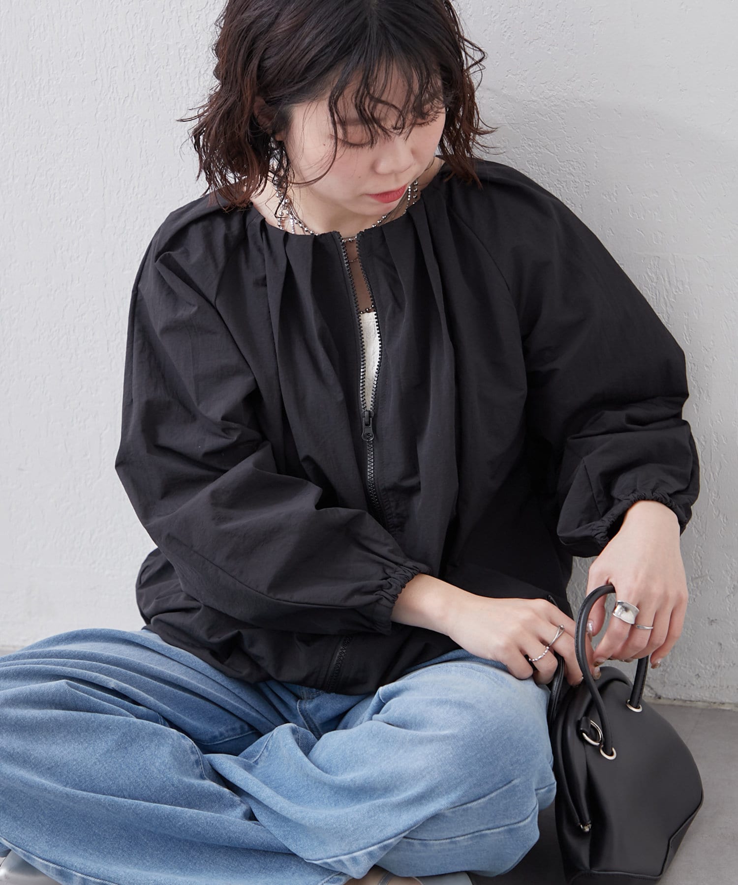 Remind me and forever(リマインドミーアンドフォーエバー) ふわっとシルエットが魅力、タックバルーンブルゾン