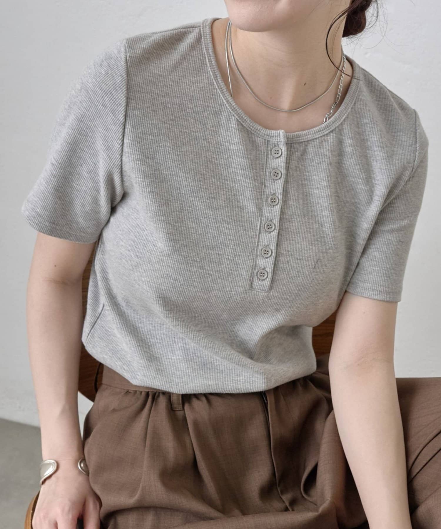COLONY 2139(コロニー トゥーワンスリーナイン) 【WEB限定】ヘンリーネックテレコハーフスリーブTシャツ