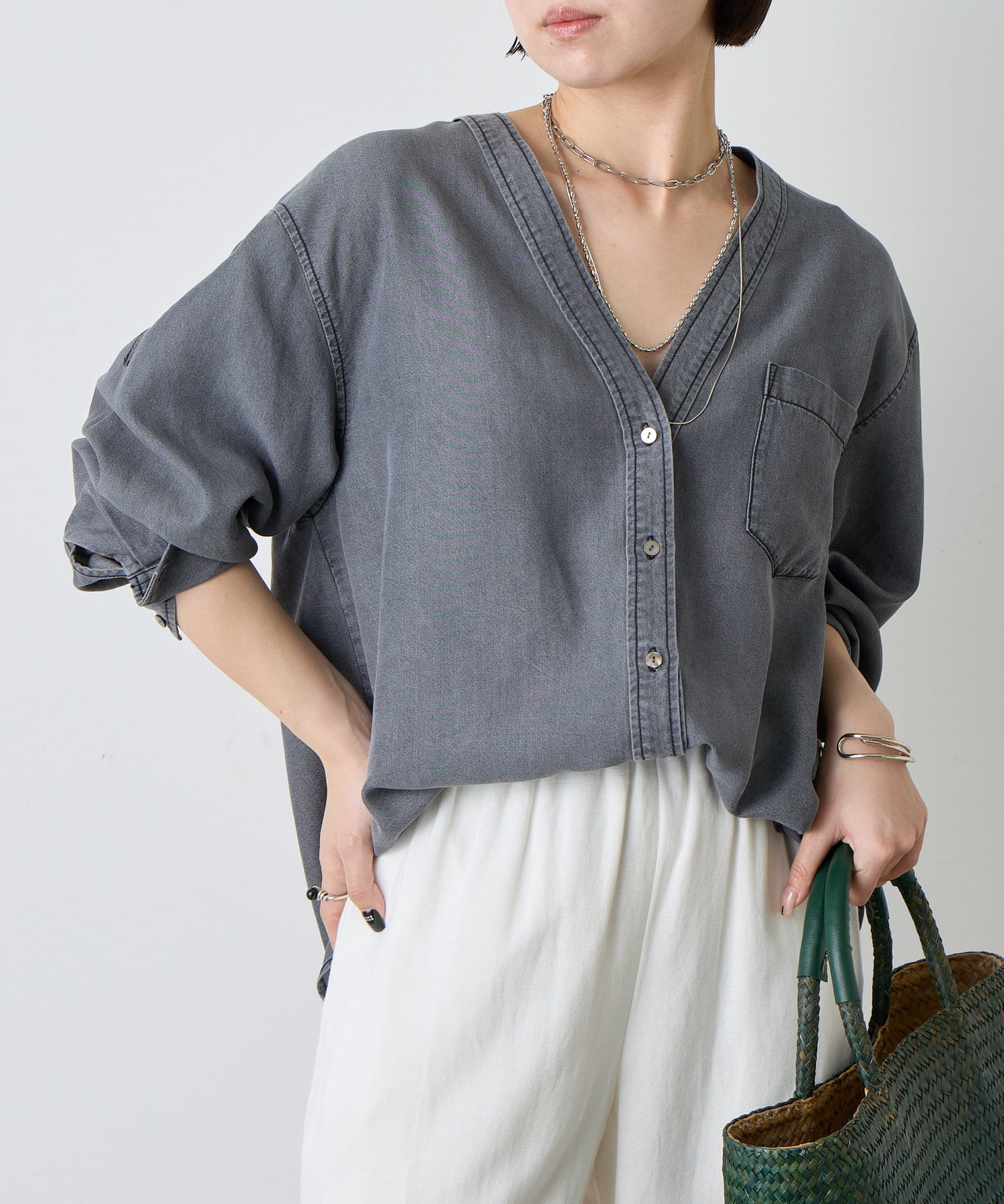 開店記念セール！ テンセルダブルVシャツ | Jena espace merveilleux(ジェナ トップス