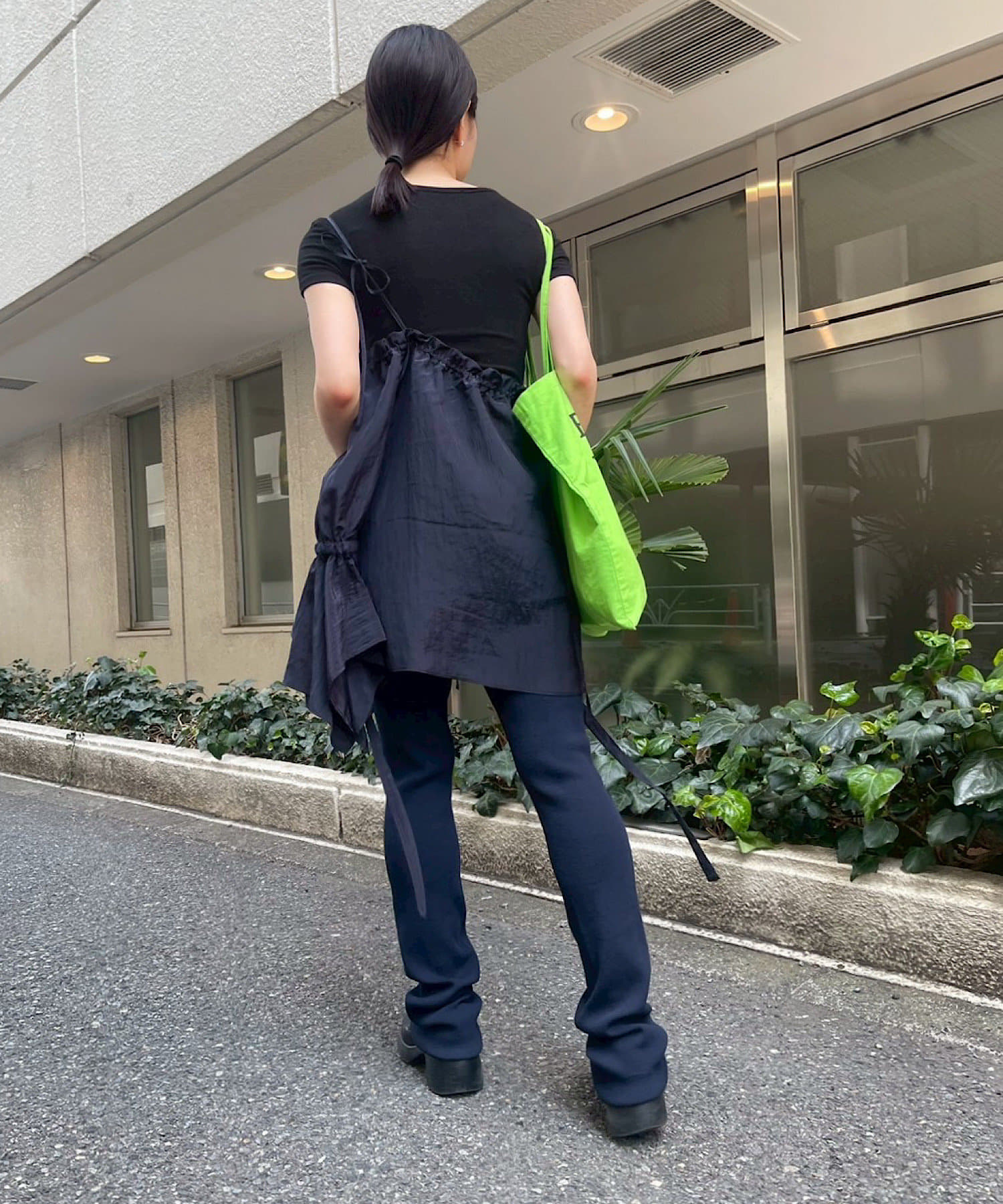 Pasterip(パセリ) Stripe one shoulder lace blouse