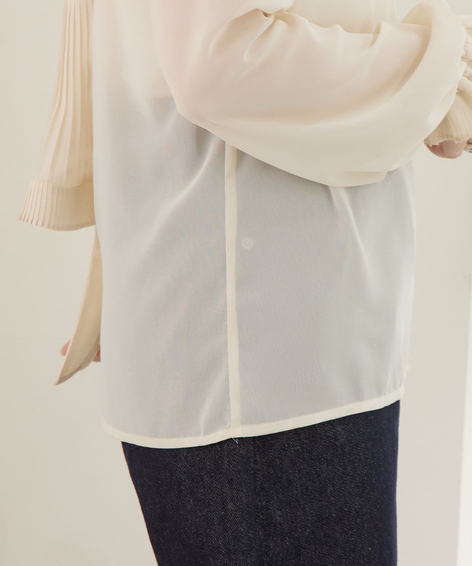 OUTLET(アウトレット) 【mystic】プリーツボウタイブラウス