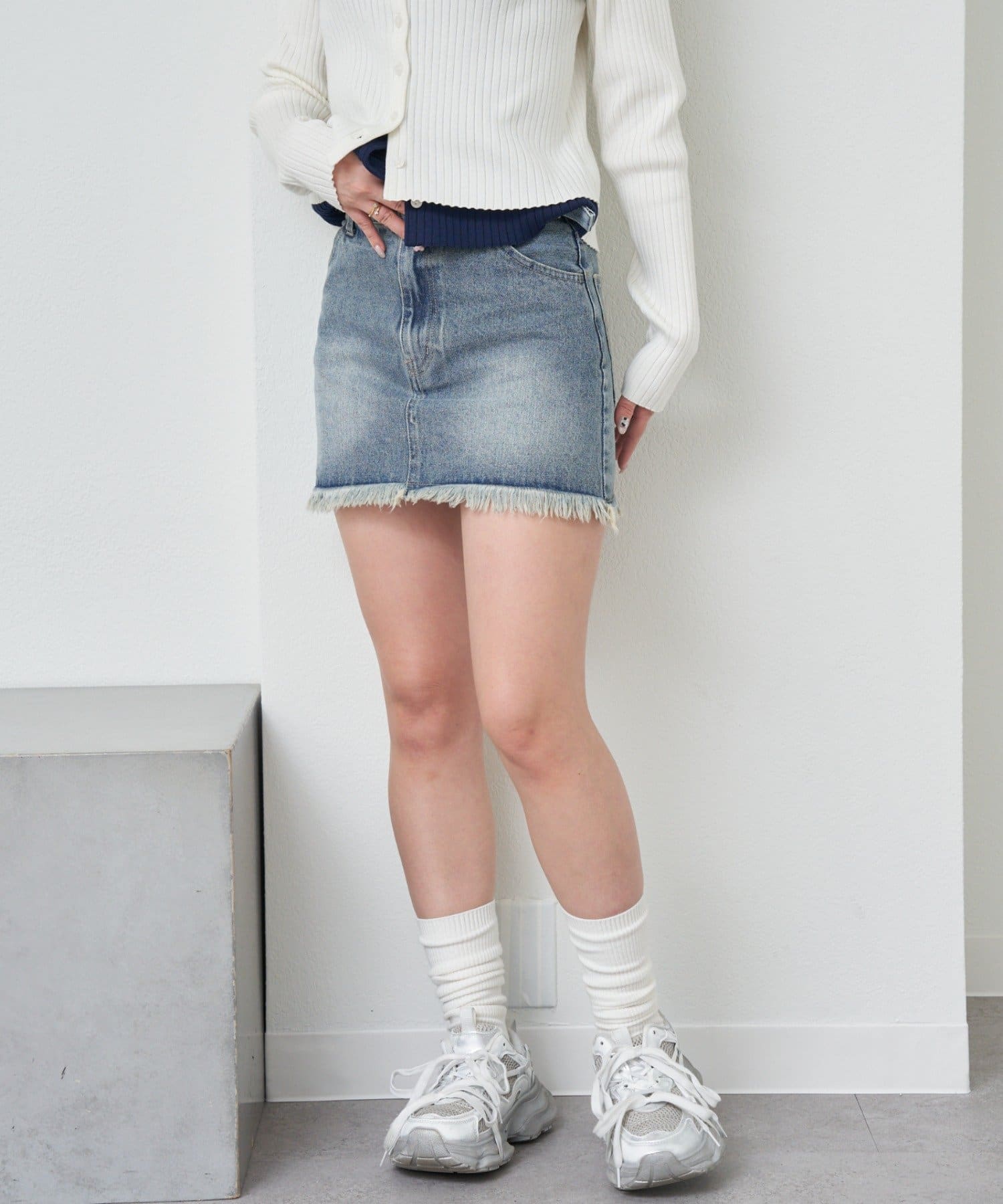 OUTLET(アウトレット) 【RAY CASSIN】ピグメントデニムミニスカート